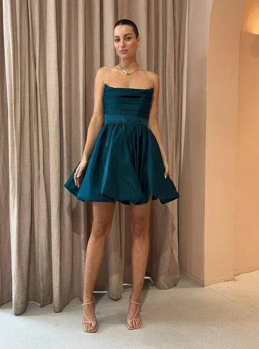 Leo Lin Katy Bustier Mini Dress Teal Size 8 - Image 1