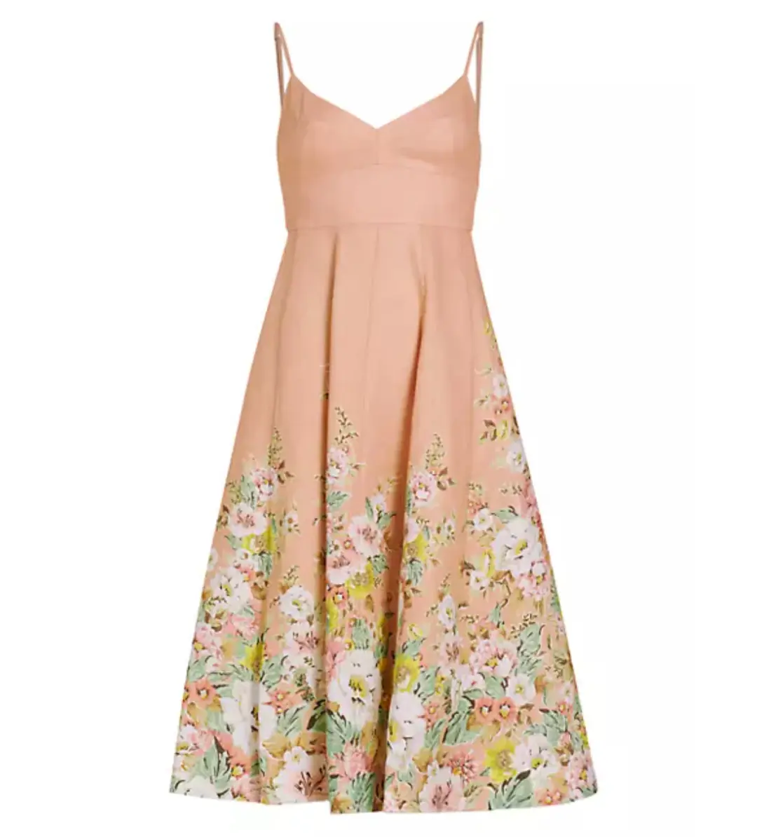 Zimmermann Matchmaker Picnic Dress / Buff Coral Midi Size 0 / AU 8 for rent on The Volte - main image
