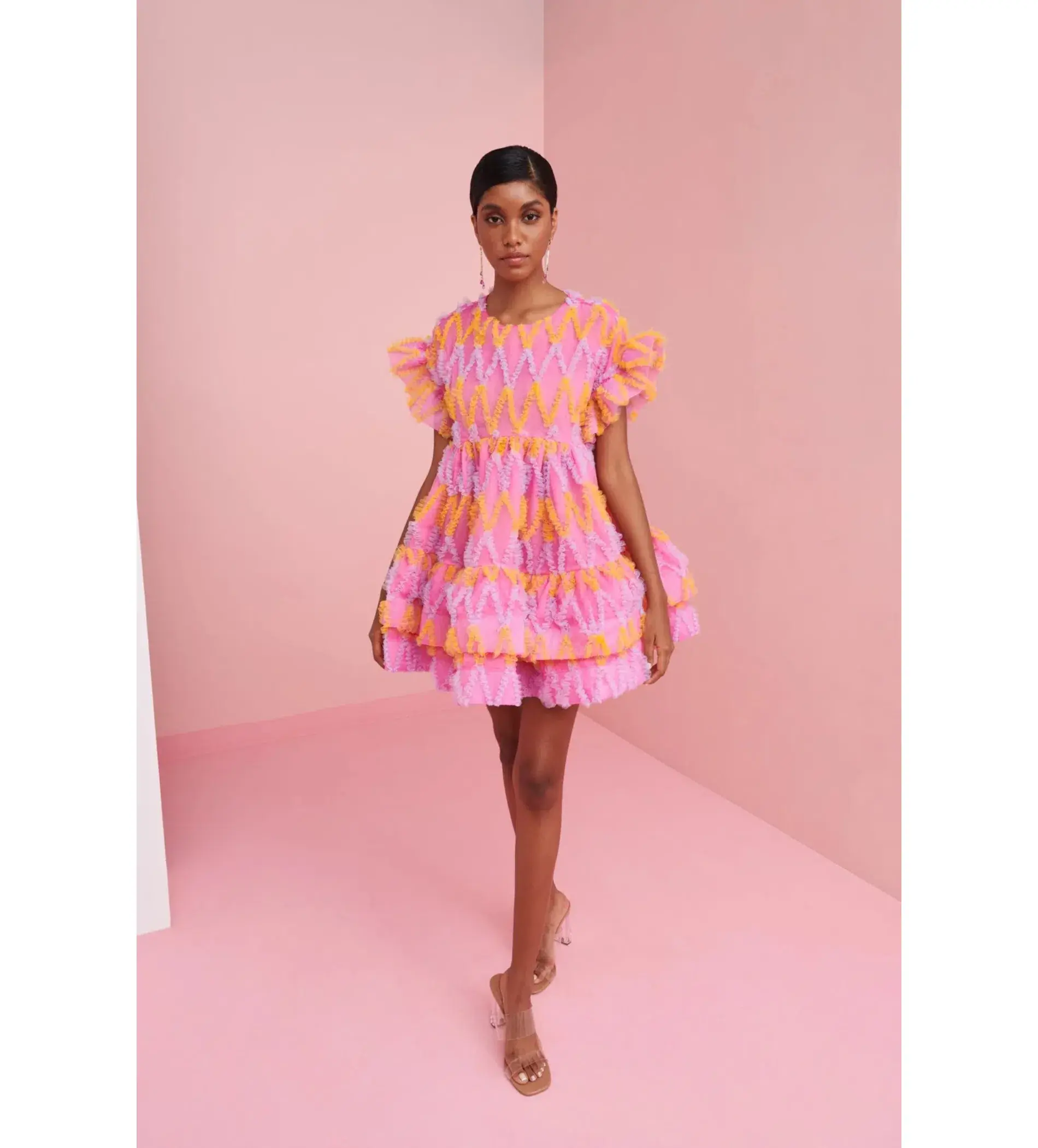 CeliaB Coral Mini Dress Pink Size L/AU 14 - Image 1