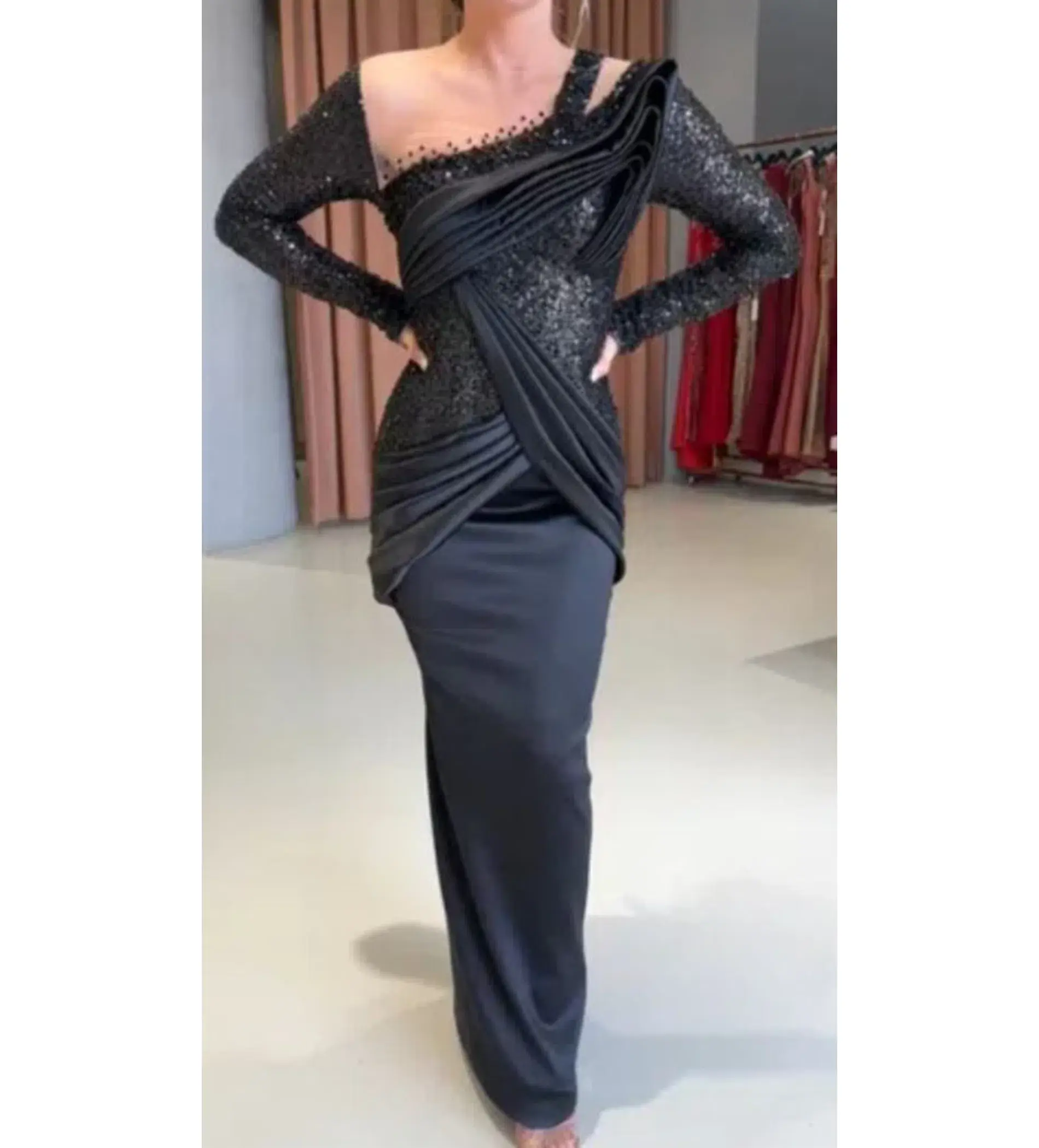 Tabja European Black Evening Maxi Dress Size AU 8 - Image 1