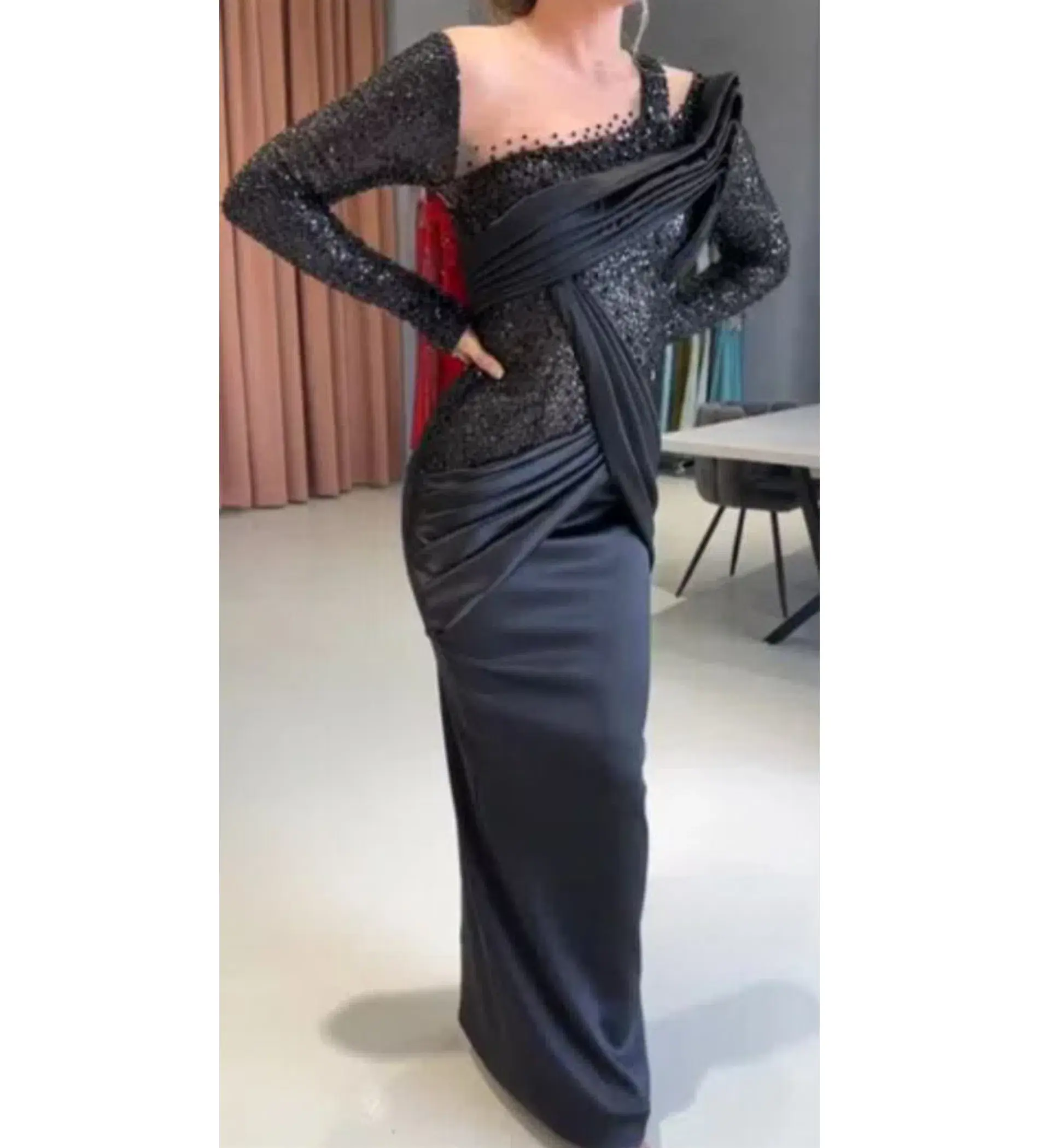 Tabja European Black Evening Maxi Dress Size AU 8 - Image 2