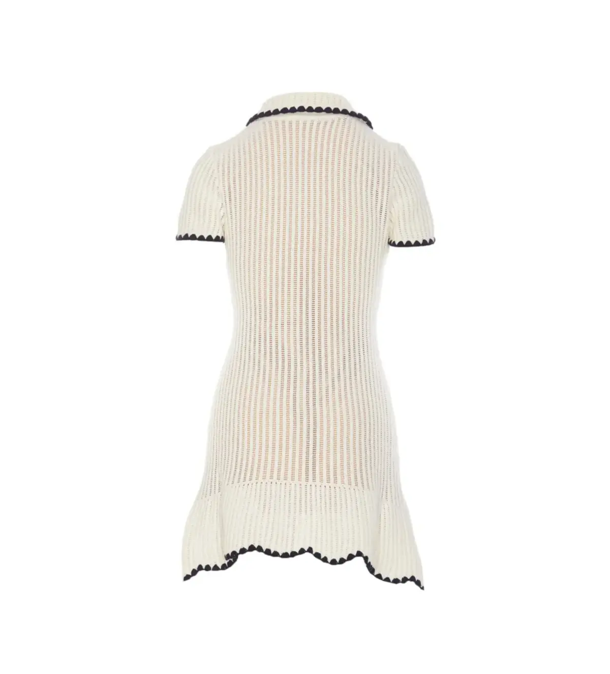 Self Portrait Cream Crochet Collared Mini Dress Size M/AU 8 - Image 5