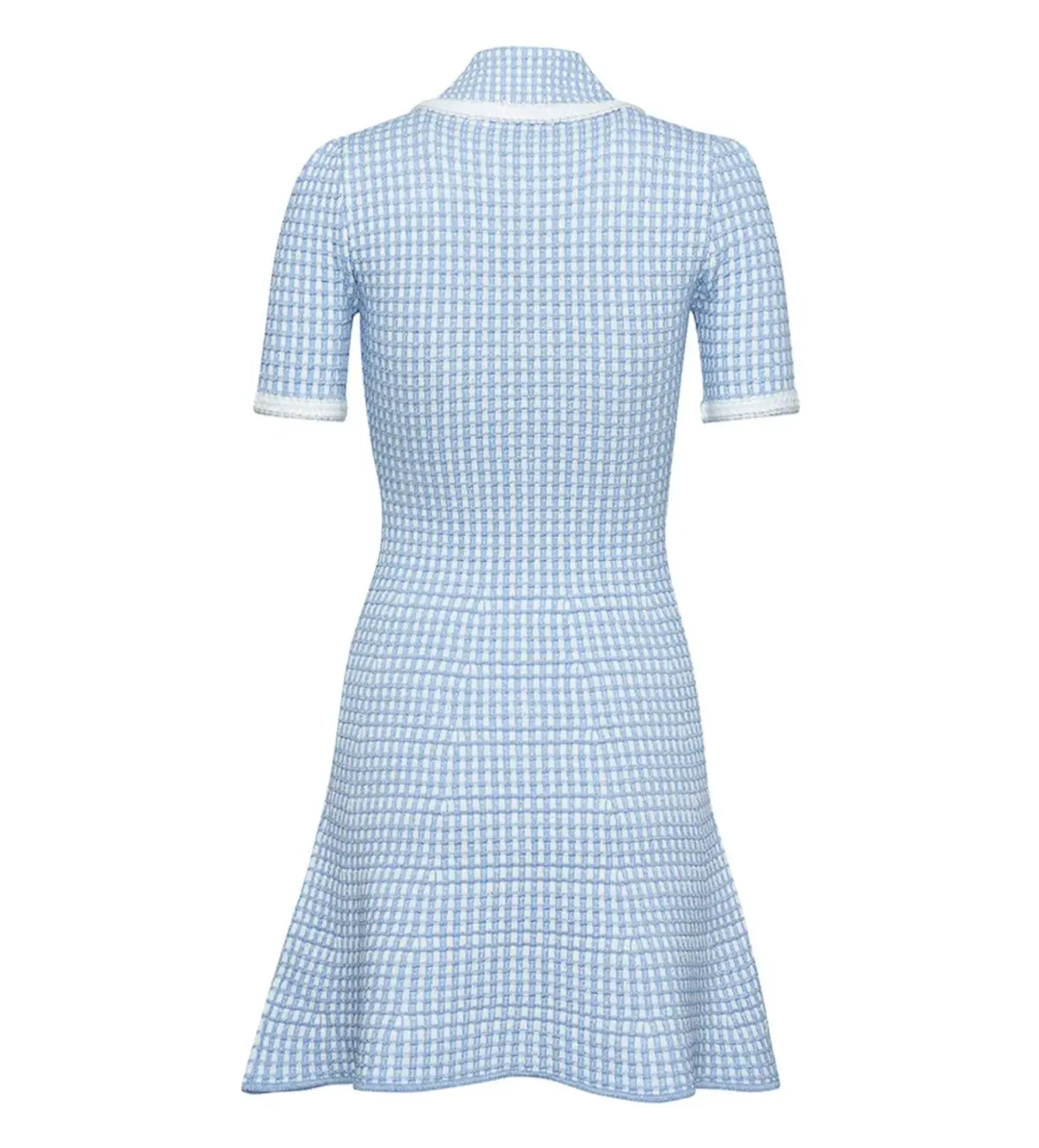 Self Portrait Blue Lurex Knitted Mini Dress Size M/AU 8 - Image 7