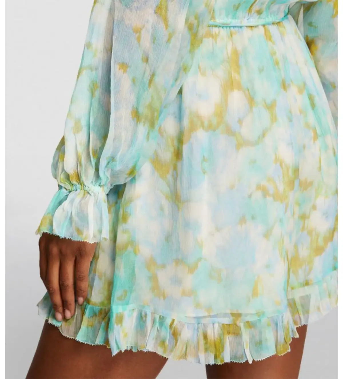 Zimmermann High Tide Flutter Embellished Floral-Print Silk-Crepon Playsuit Green Size 1/AU 8 - Image 4
