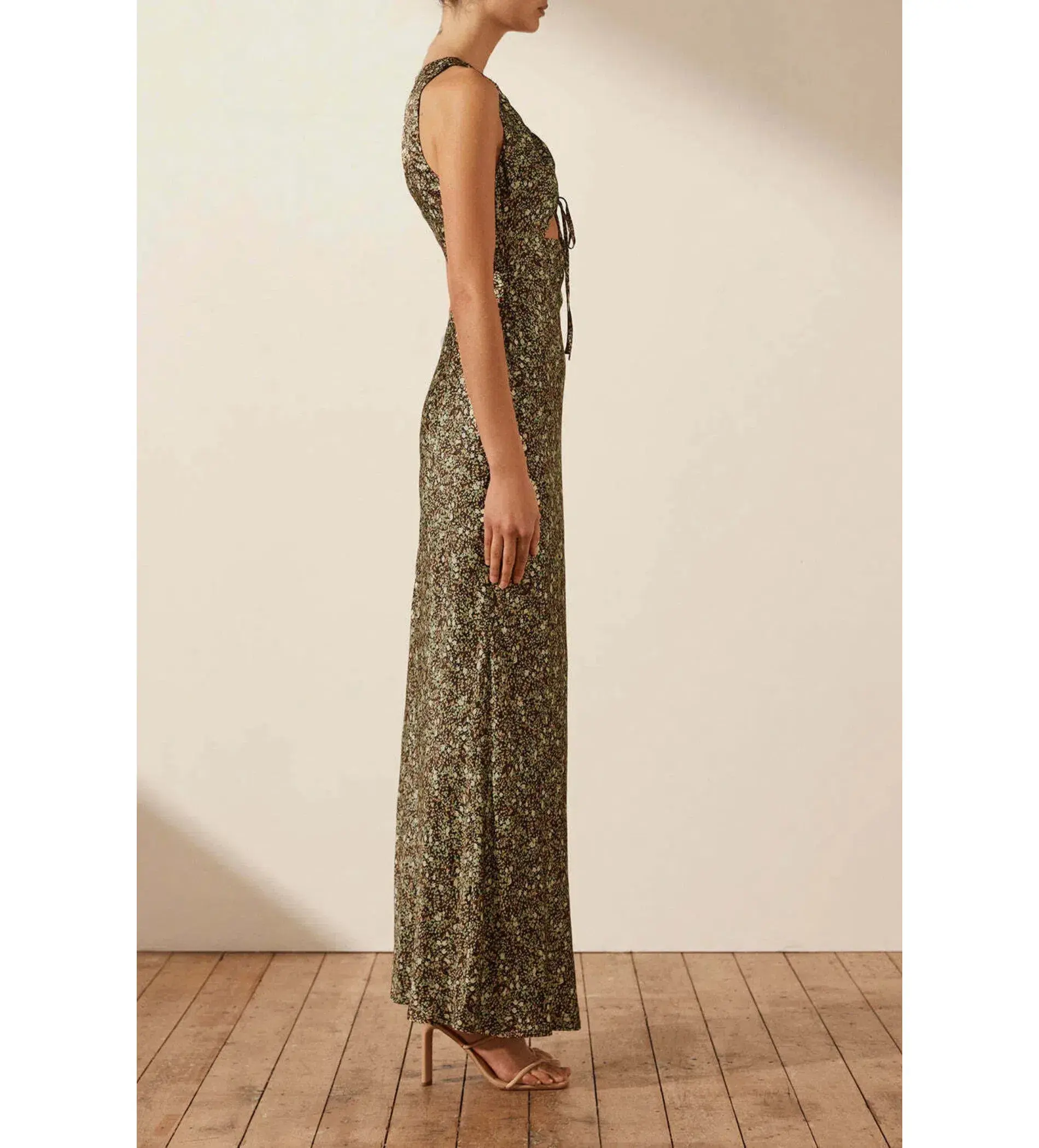 Shona Joy Avriel Cut Out Front Maxi Dress Multi Floral Size AU 8 - Image 2