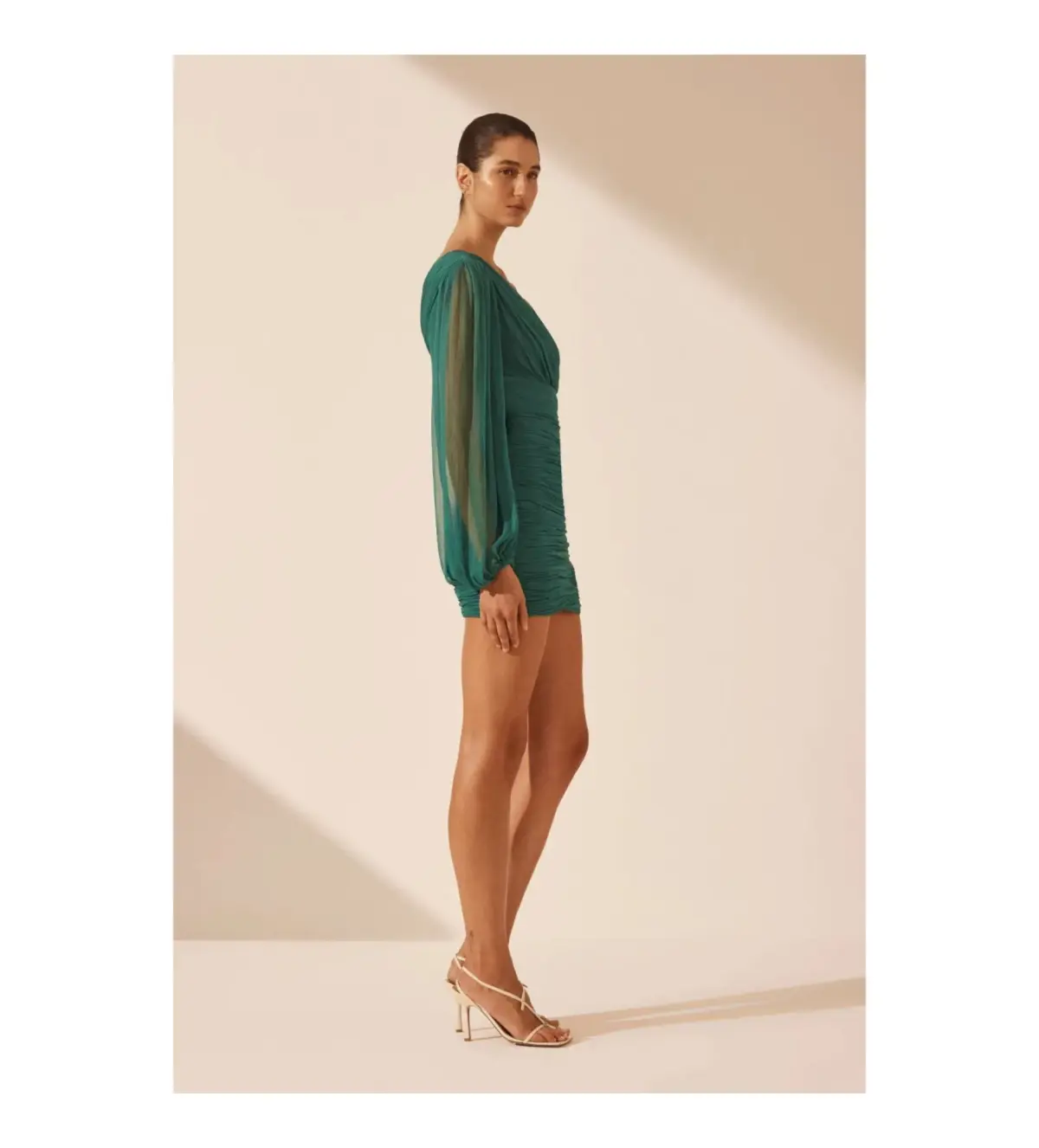 Shona Joy Margot One Shoulder Cut Out Mini Dress in Evergreen Size AU 10 - Image 3