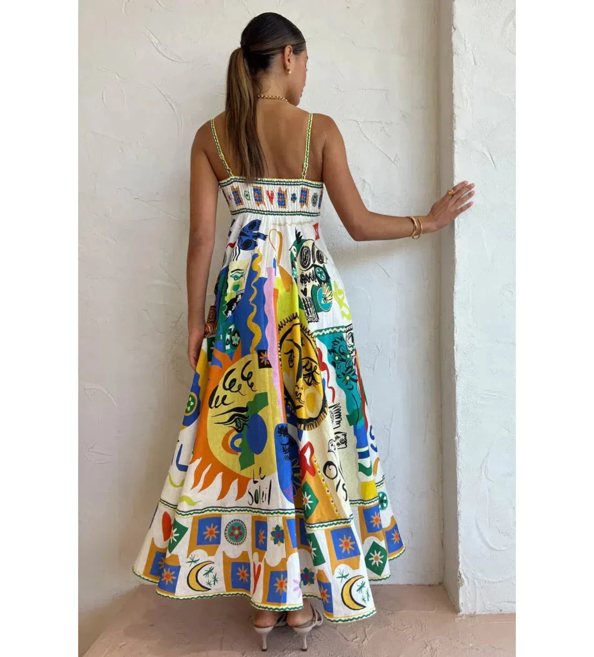 Alemais Soleil Midi Sundress in Ivory Print Size AU 8 - Image 3