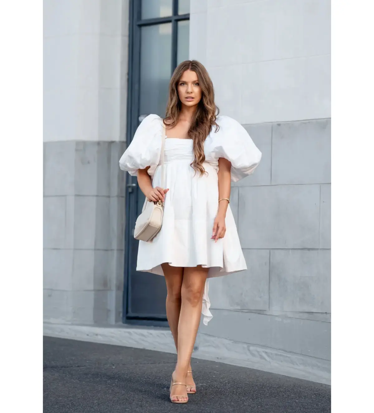 Aje Casabianca Puff Sleeve Mini Dress Ivory Size AU 6 - Image 1
