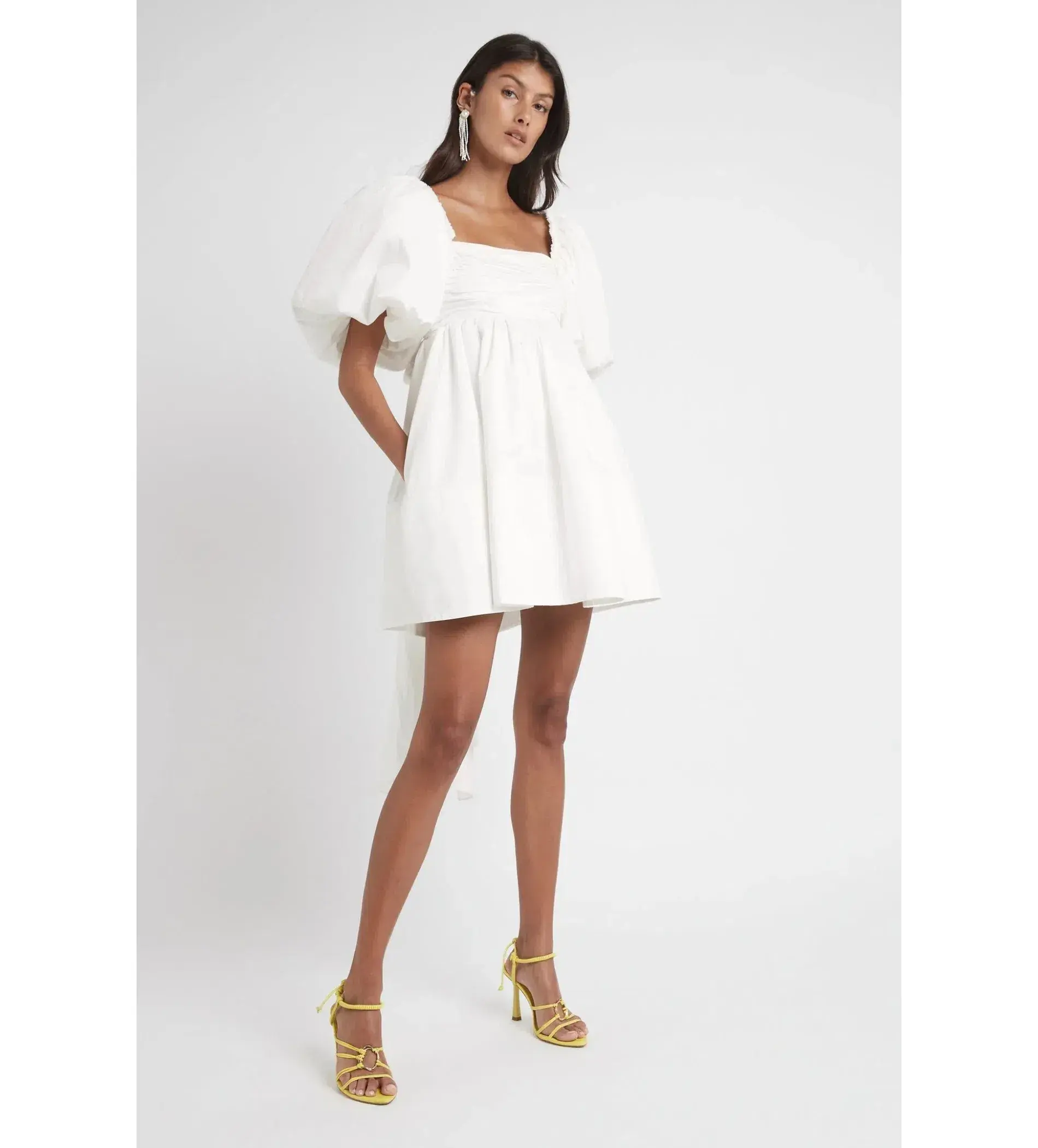 Aje Casabianca Puff Sleeve Mini Dress Ivory Size AU 6 - Image 2