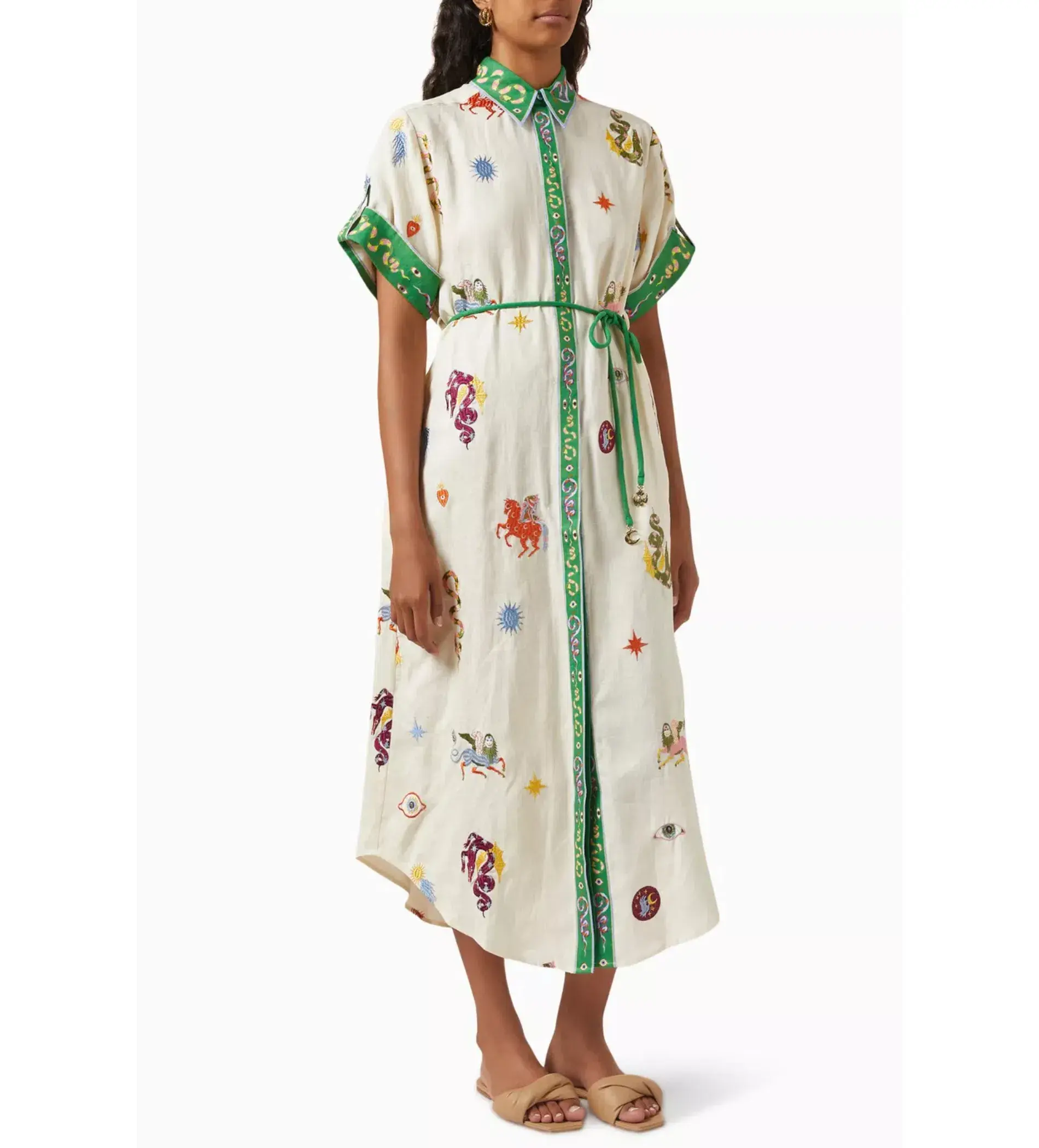 Alemais Seeker Embroidered Midi Shirt Dress Multi Print Size AU 10 - Image 1