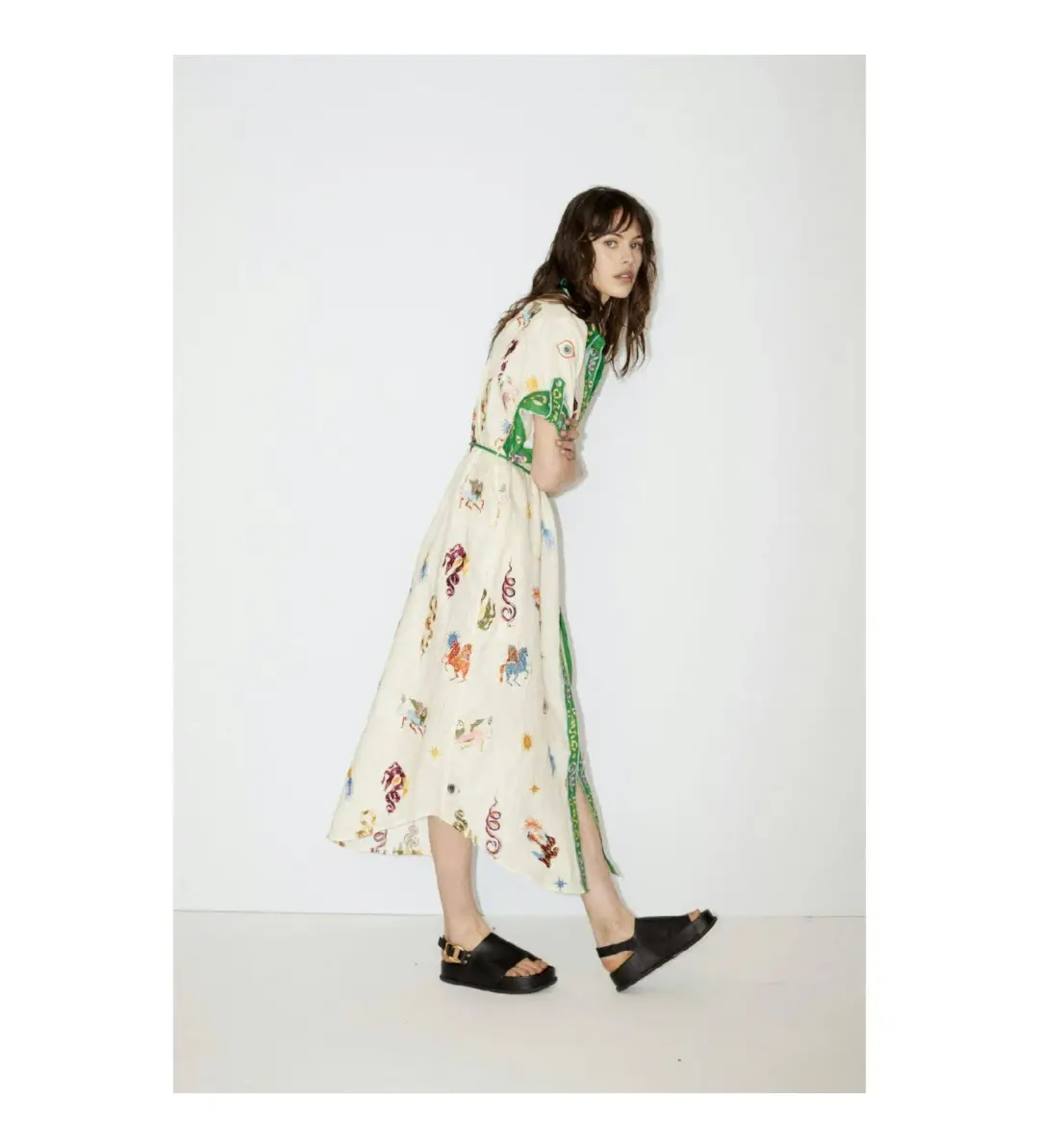 Alemais Seeker Embroidered Midi Shirt Dress Multi Print Size AU 10 for rent on The Volte - main image