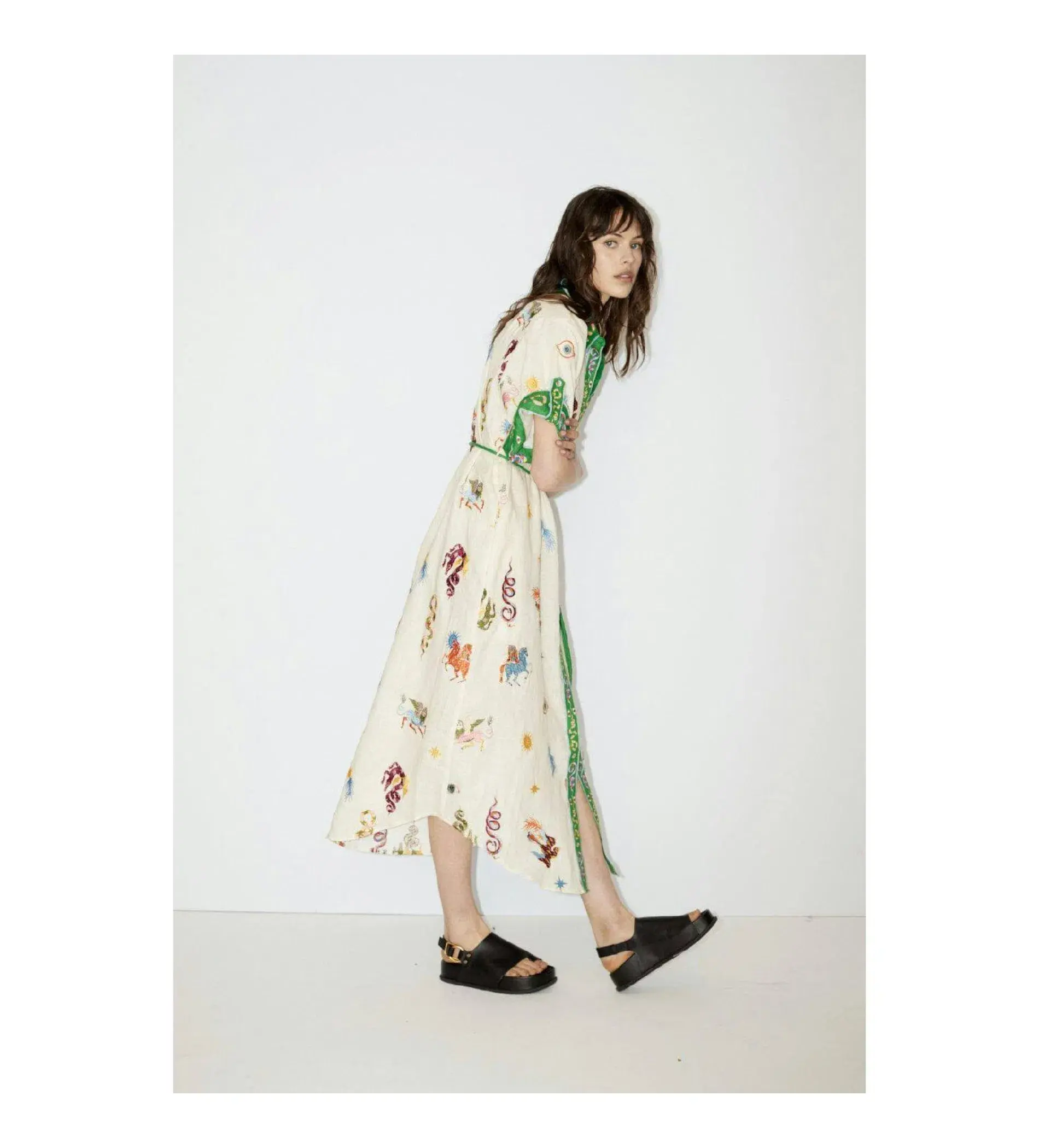 Alemais Seeker Embroidered Midi Shirt Dress Multi Print Size AU 10 - Image 4