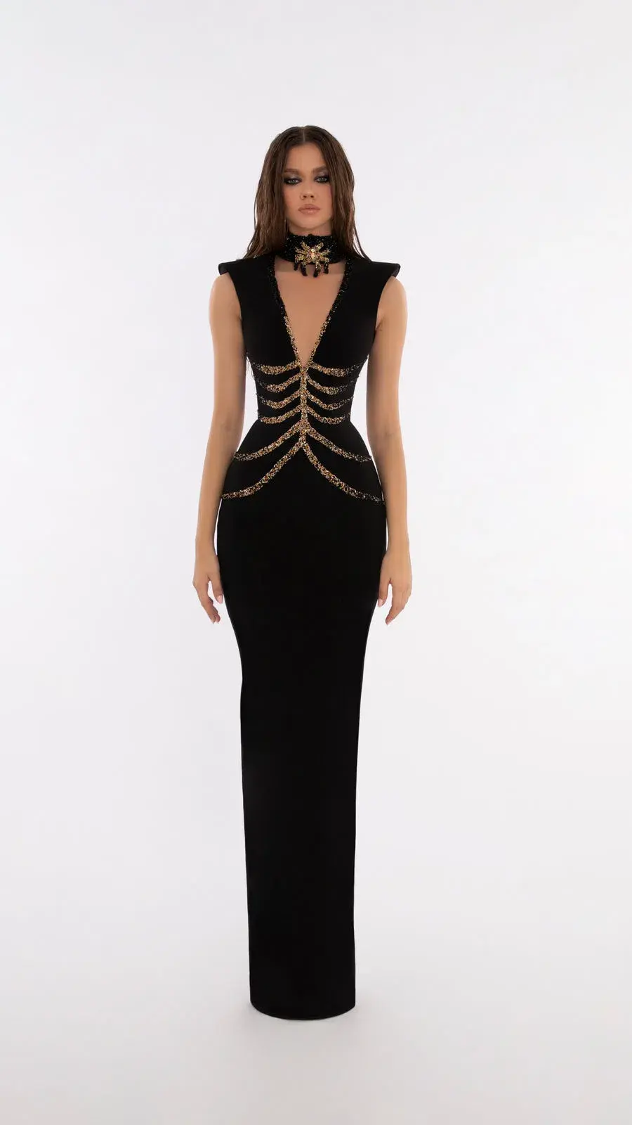 Albina Dayla Halter Neck Spider Dress Black Size 12 - Image 1