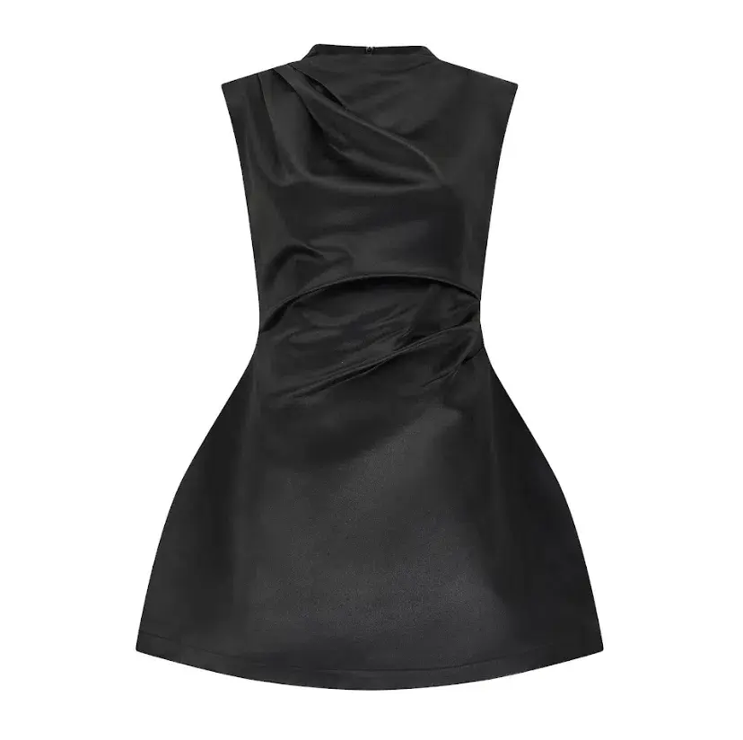Odd Muse The Ultimate Muse Satin Straight Neck Mini Dress Black size 8 - Image 4