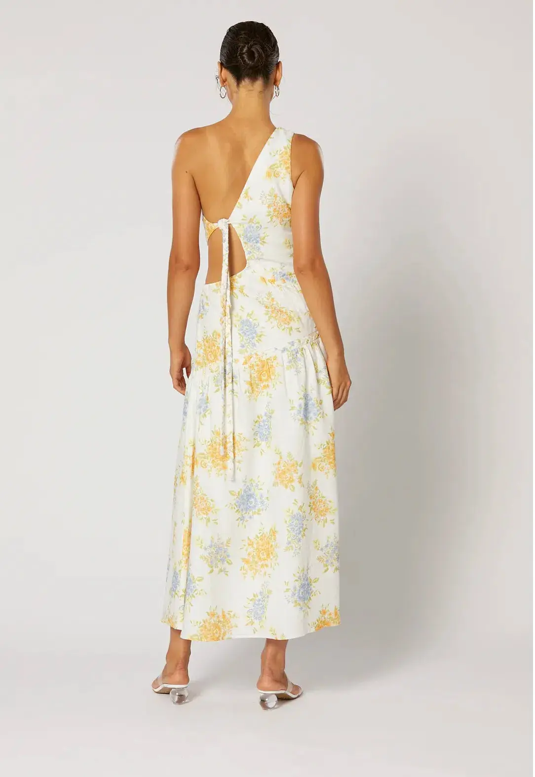 Ravello One Shoulder Dress, Winona, Cream Floral Size S 8 - Image 7