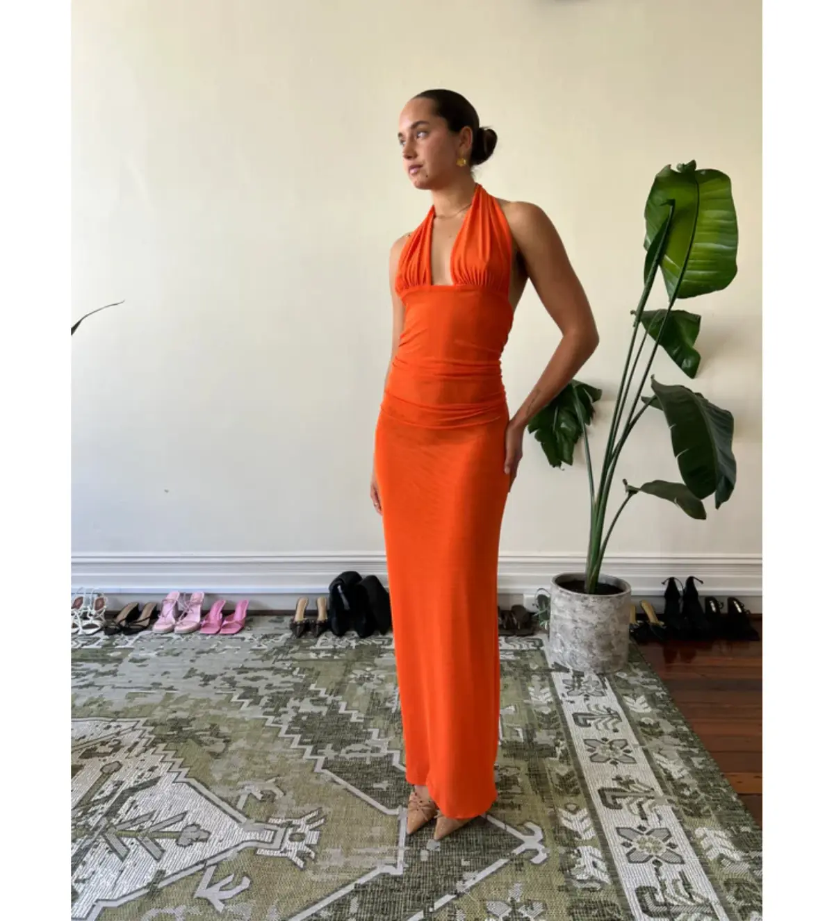 Deconduarte Astor Maxi Dress in Power Mesh/Tangerine Size AU 8 - Image 2