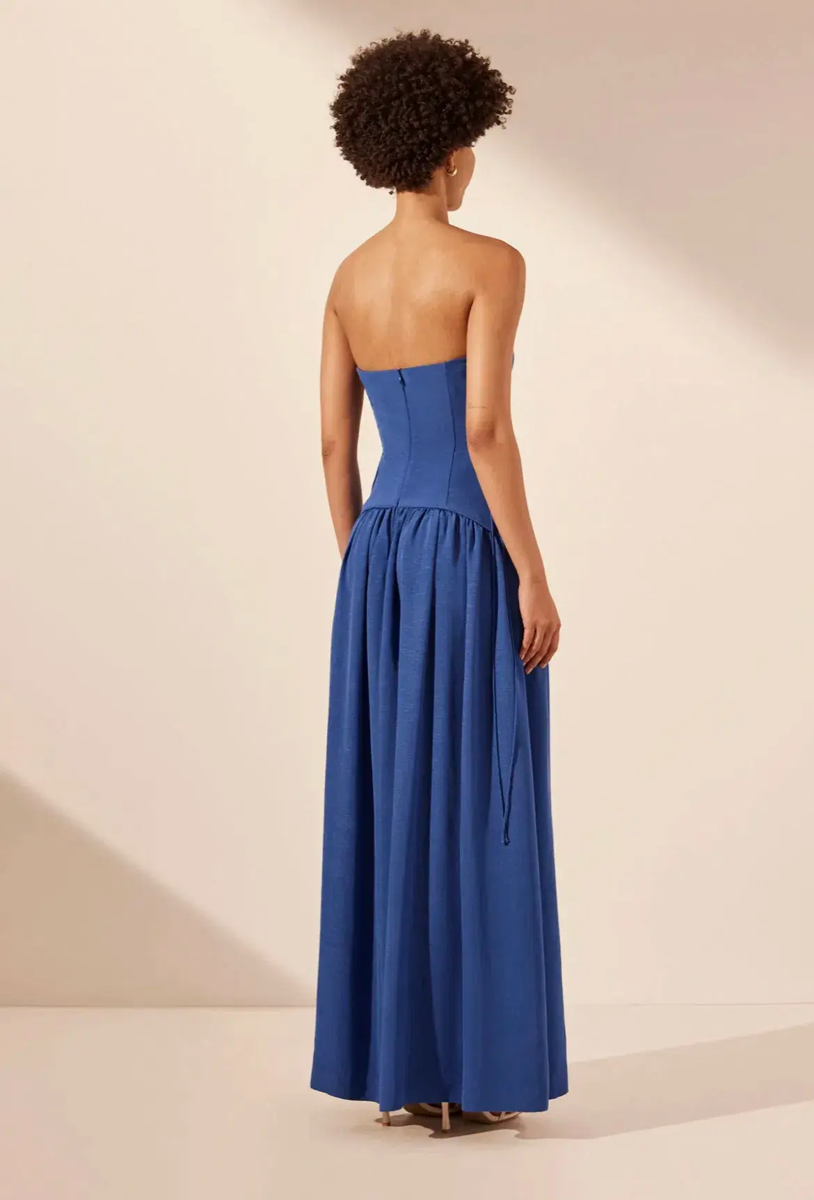 Shona Joy Vento Lace Up Strapless Maxi Dress in Cobalt Blue Size 10  - Image 3