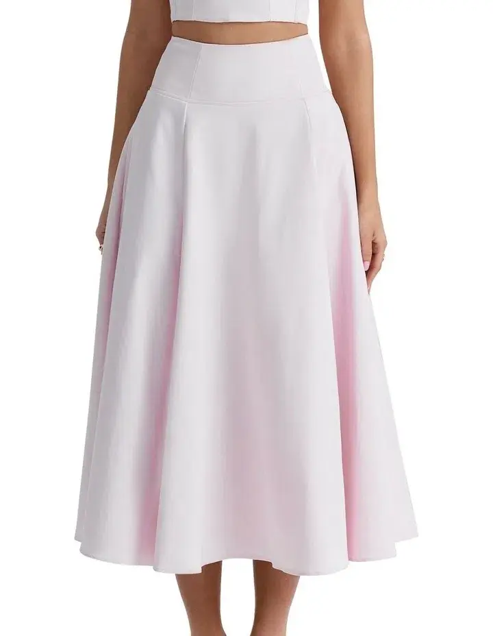 House of CB Pabla Cropped Bralette Top & Rita A-Line Midi Skirt Set Ballerina Pink Size XS / AU 6 - Image 5