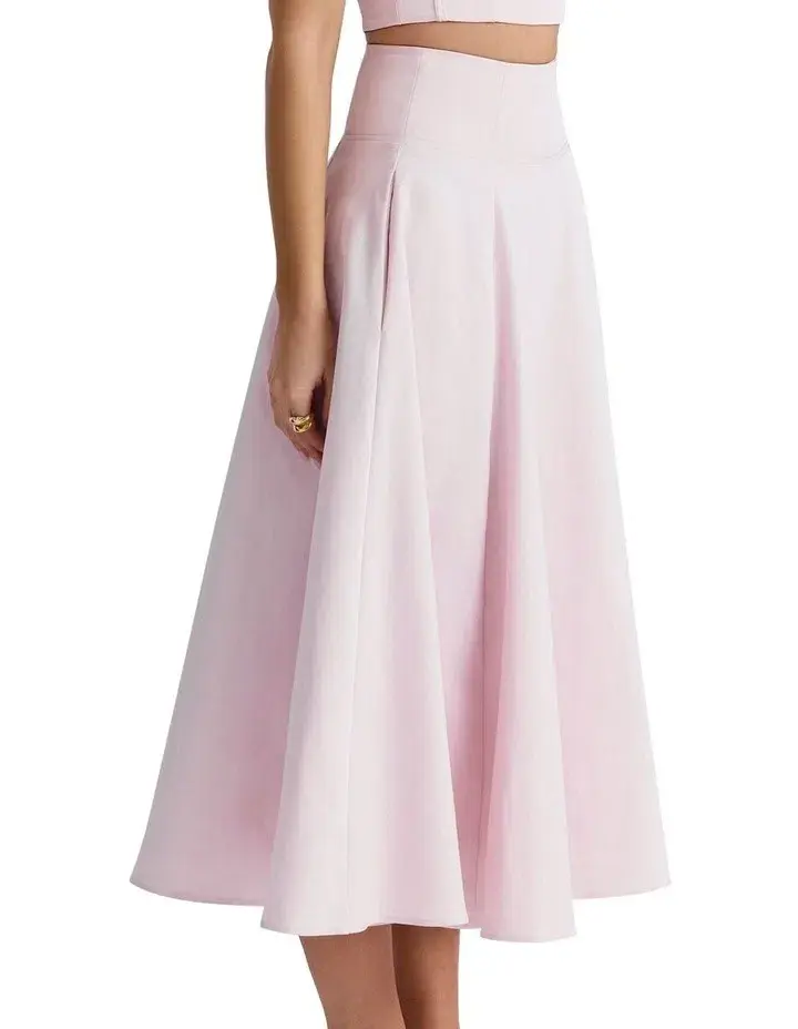 House of CB Pabla Cropped Bralette Top & Rita A-Line Midi Skirt Set Ballerina Pink Size XS / AU 6 - Image 6
