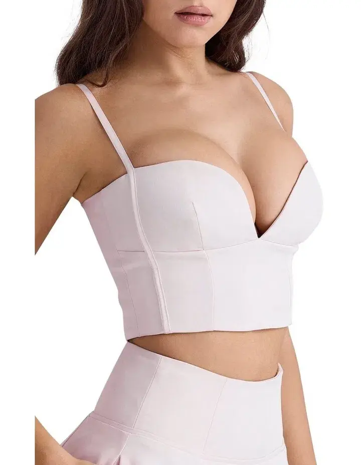 House of CB Pabla Cropped Bralette Top & Rita A-Line Midi Skirt Set Ballerina Pink Size XS / AU 6 - Image 4