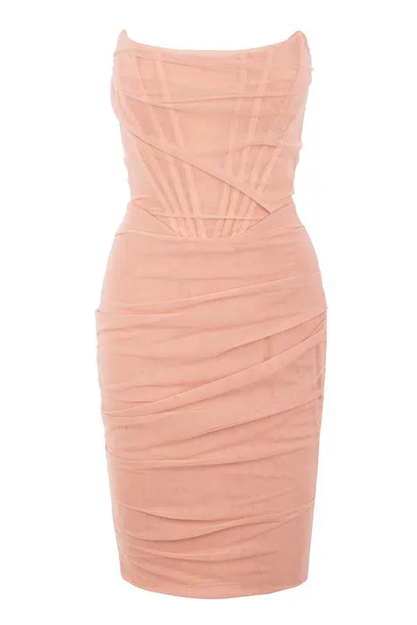 House of CB Leila Mesh Strapless Corset Dress Blush Size M / AU 10 - Image 4