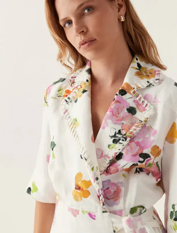 Aje Tabitha Wrap Front Midi Dress Scattered Floral Size 12 - Image 4