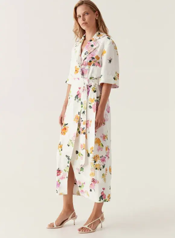 Aje Tabitha Wrap Front Midi Dress Scattered Floral Size 12 - Image 2