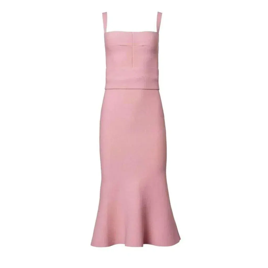 Scanlan Theodore Crepe Knit Bralette Dress Pink Size 10 - Image 4