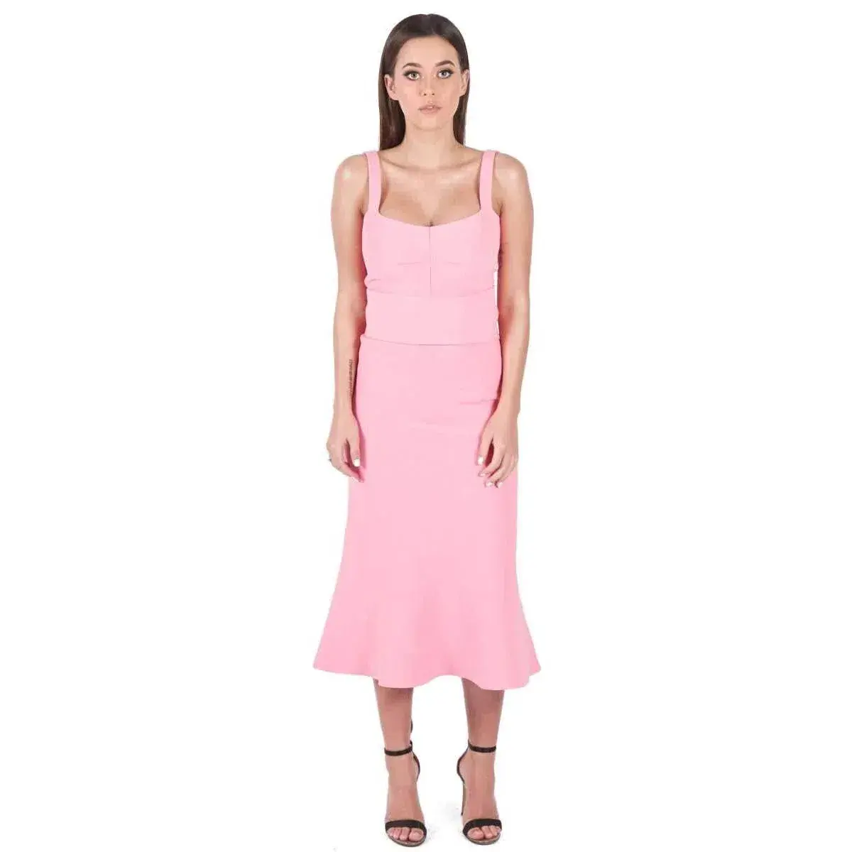 Scanlan Theodore Crepe Knit Bralette Dress Pink Size 10 - Image 1
