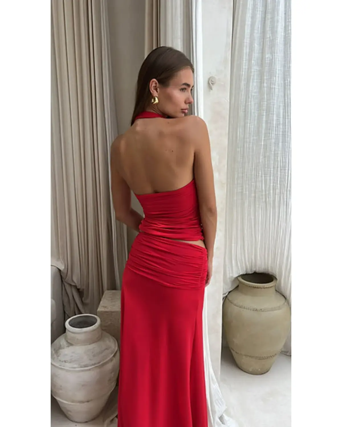 Mode Mila Kai Halter Top and  Remi Skirt Set Ruby Red Size S / AU 8 - Image 4