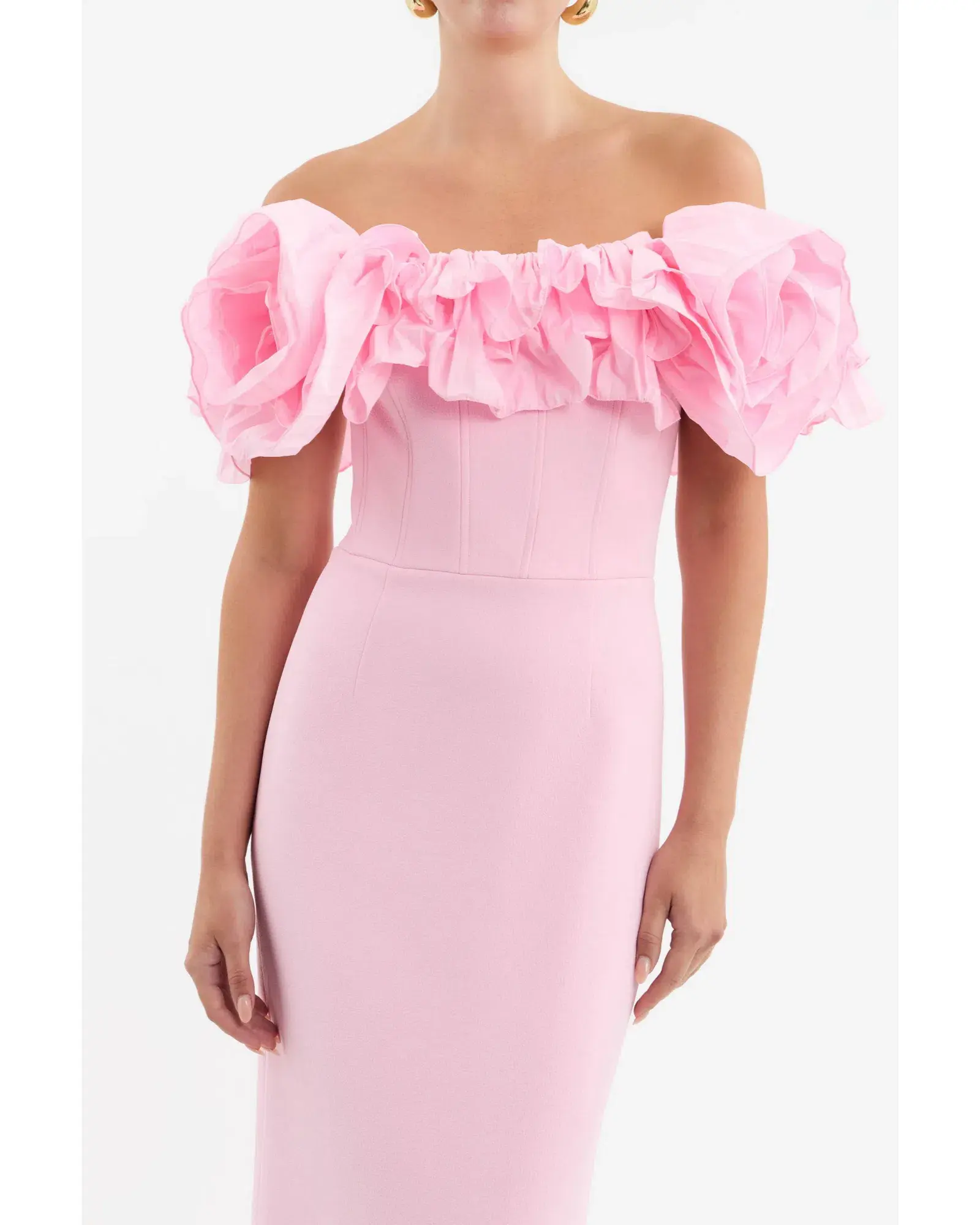 Rebecca Vallance Jenna Off Shoulder Gown Pink Size AU 8 - Image 2