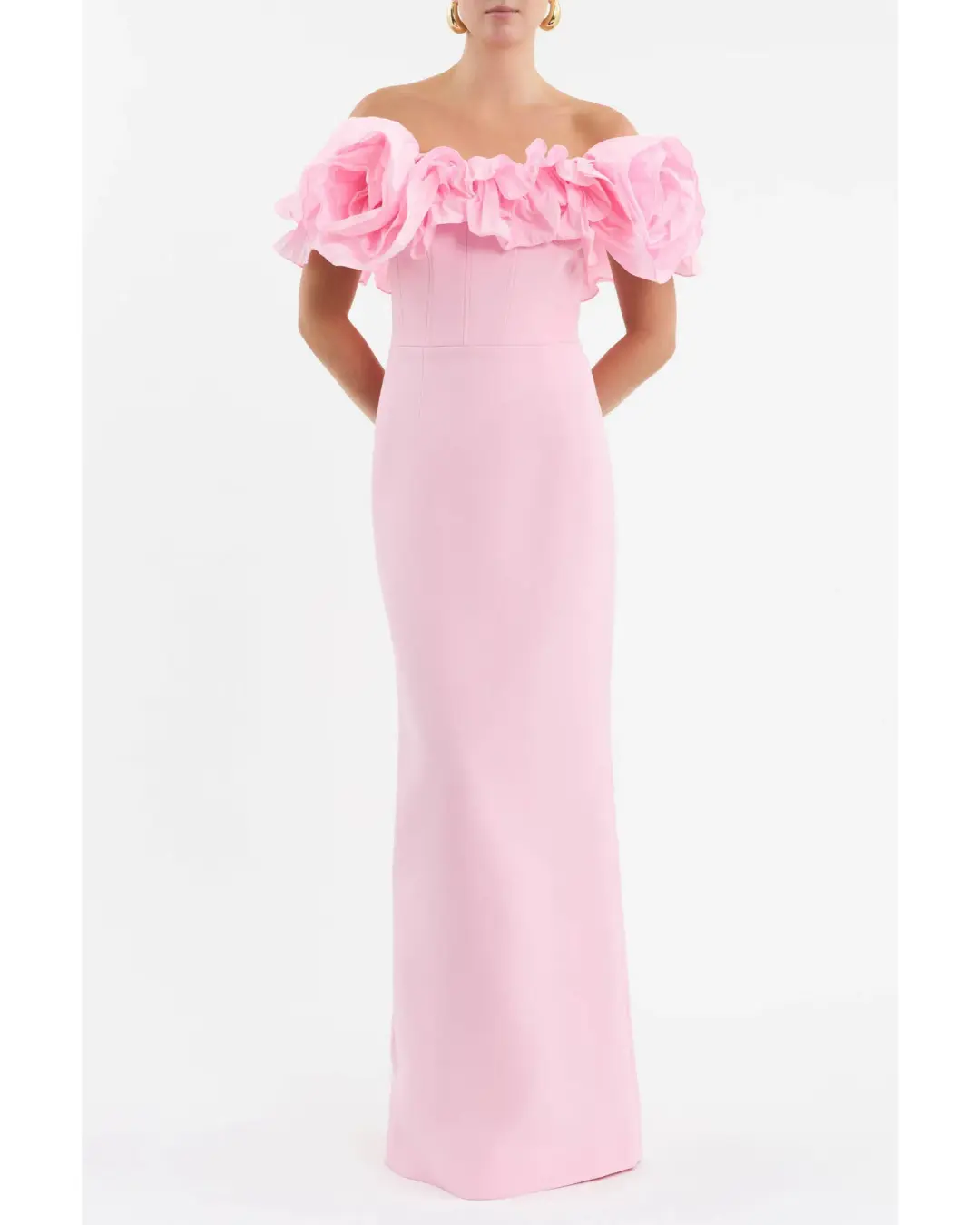 Rebecca Vallance Jenna Off Shoulder Gown Pink Size AU 8 for rent on The Volte - main image