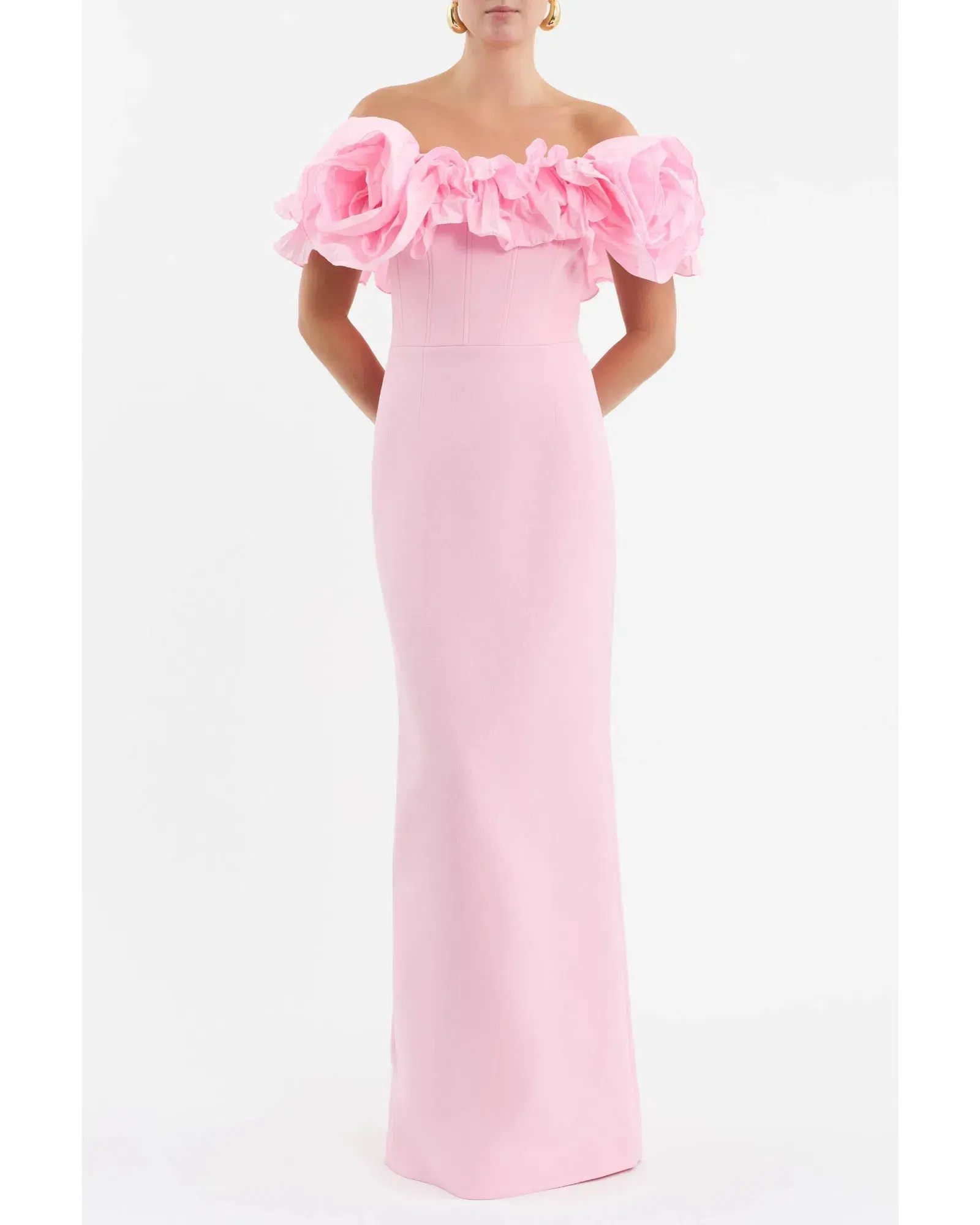 Rebecca Vallance Jenna Off Shoulder Gown Pink Size AU 8 - Image 1