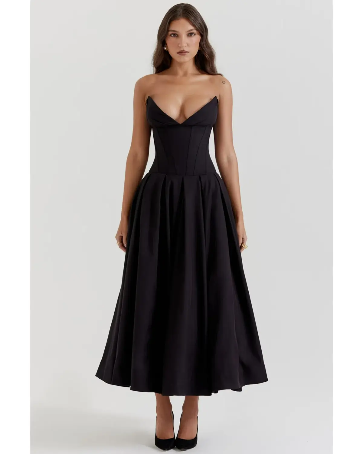 House of CB Lady Strapless Midi Dress Black Size S / AU 8 - Image 1