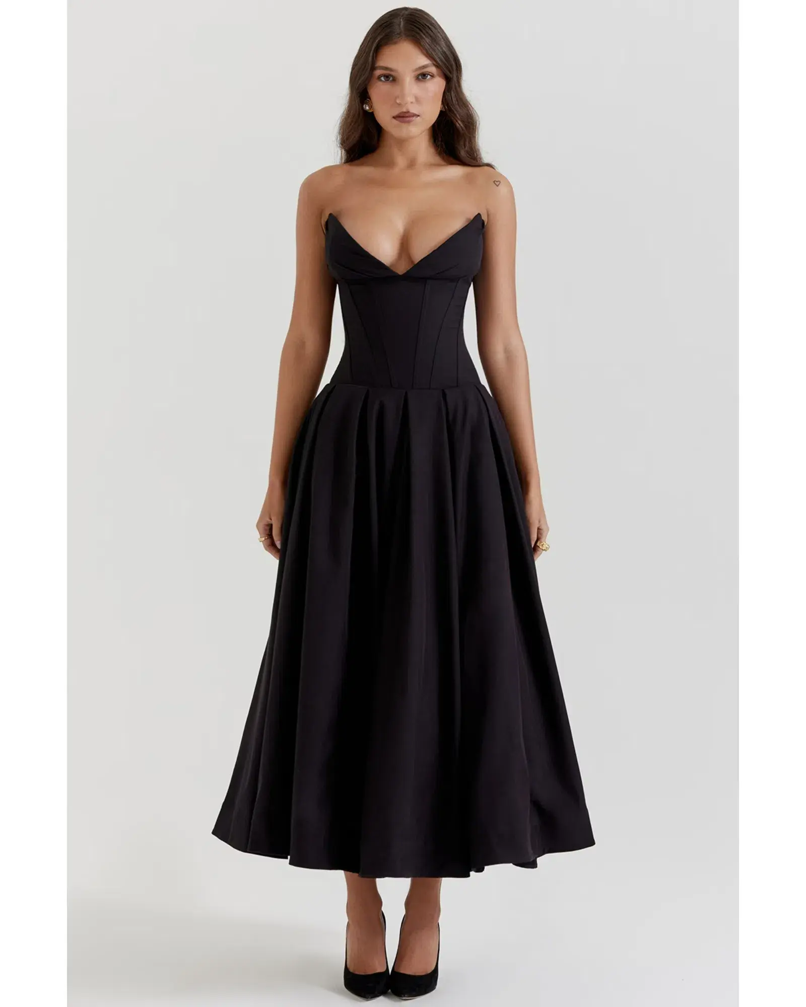 House of CB Lady Strapless Midi Dress Black Size S / AU 8 - Image 1