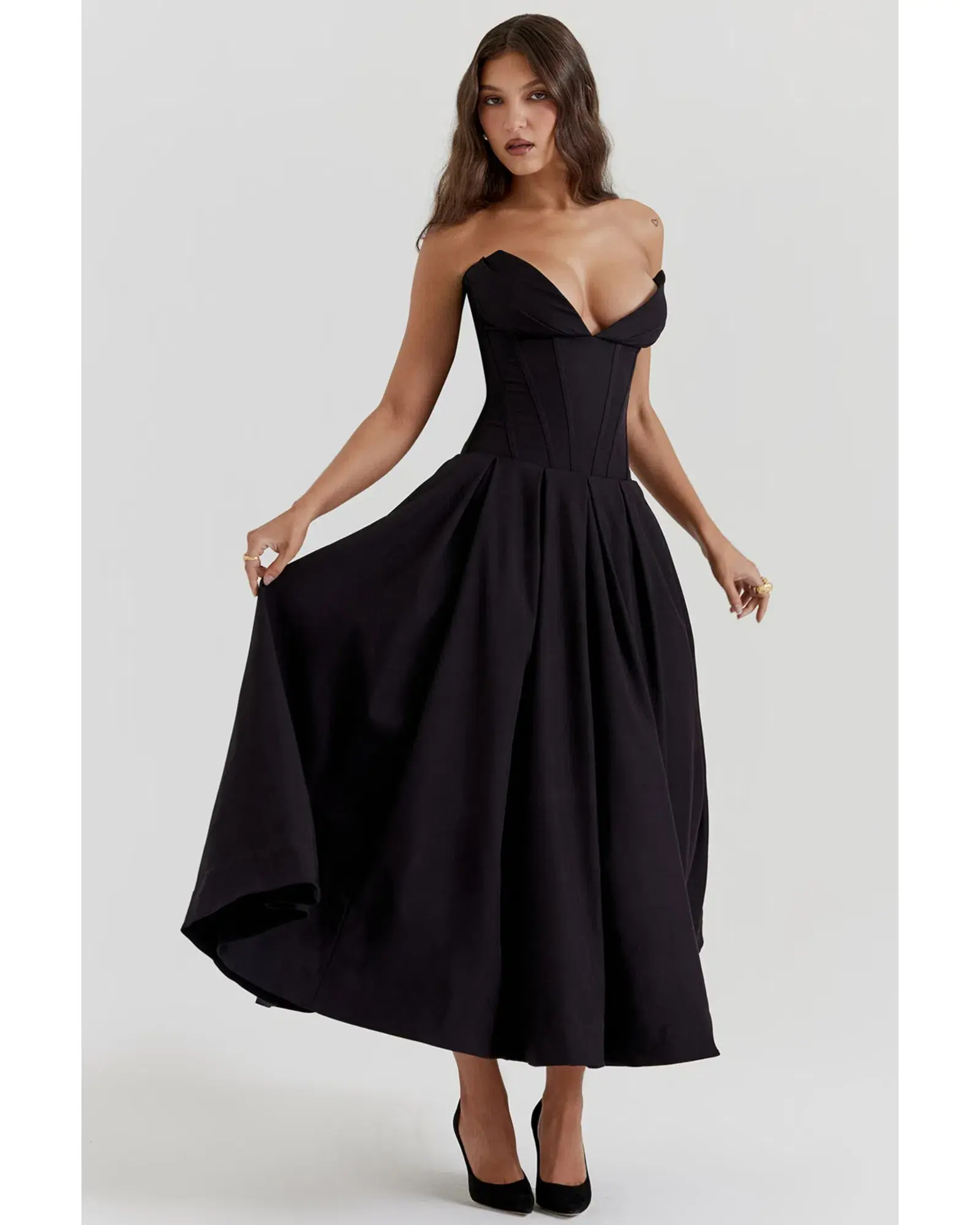 House of CB Lady Strapless Midi Dress Black Size S / AU 8 - Image 2
