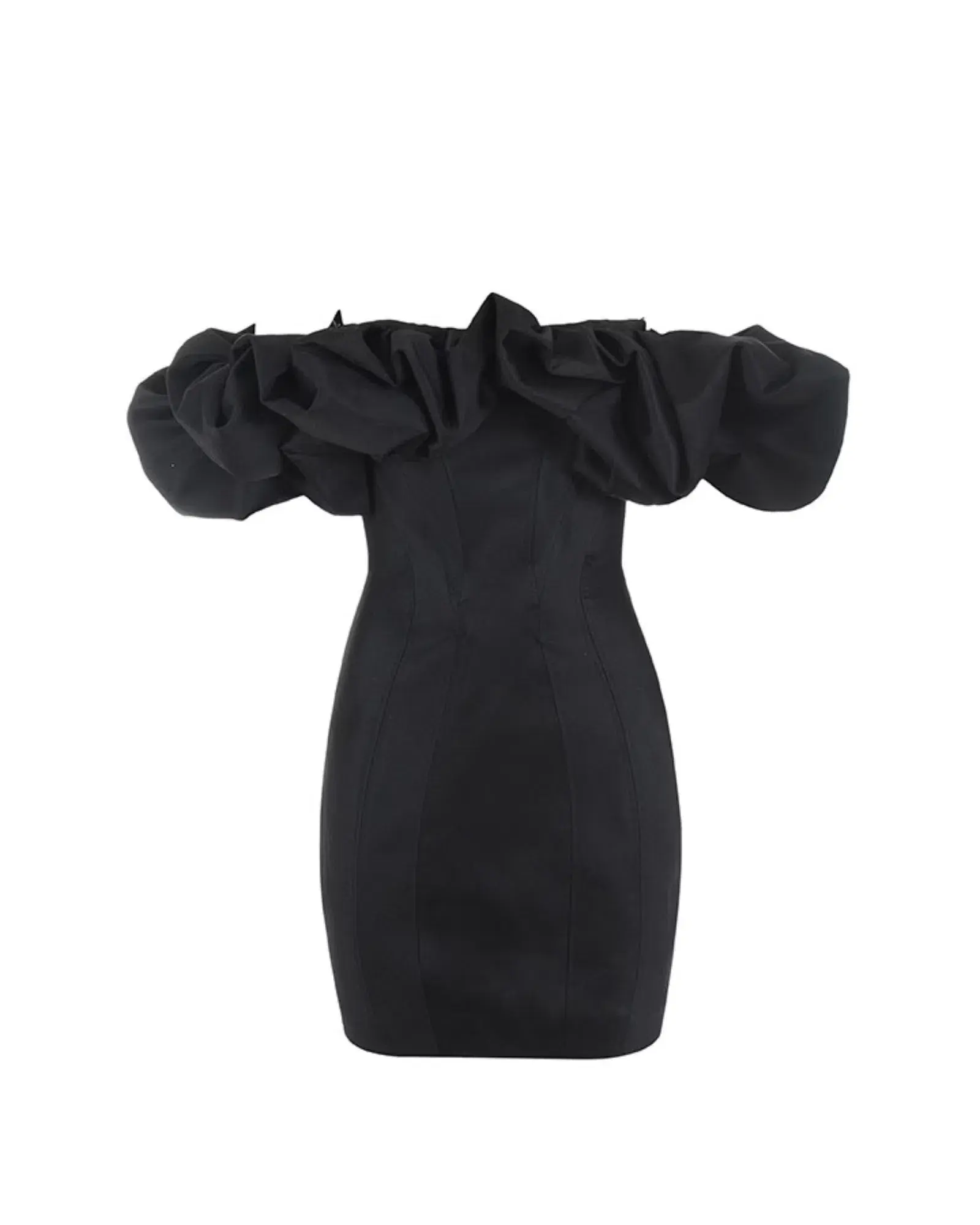 House of CB Selena Satin Puff Shoulder Dress Black Size XS / AU 6 - Image 6