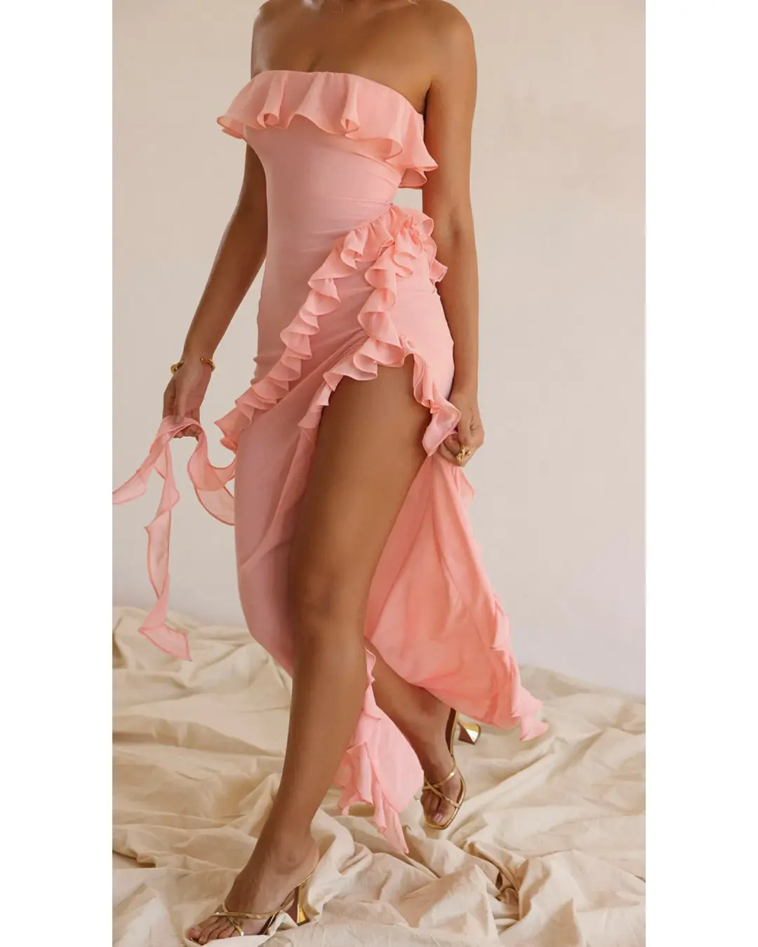 House of CB Sarina Dress Peach Size Small / AU 8 for rent on The Volte - main image