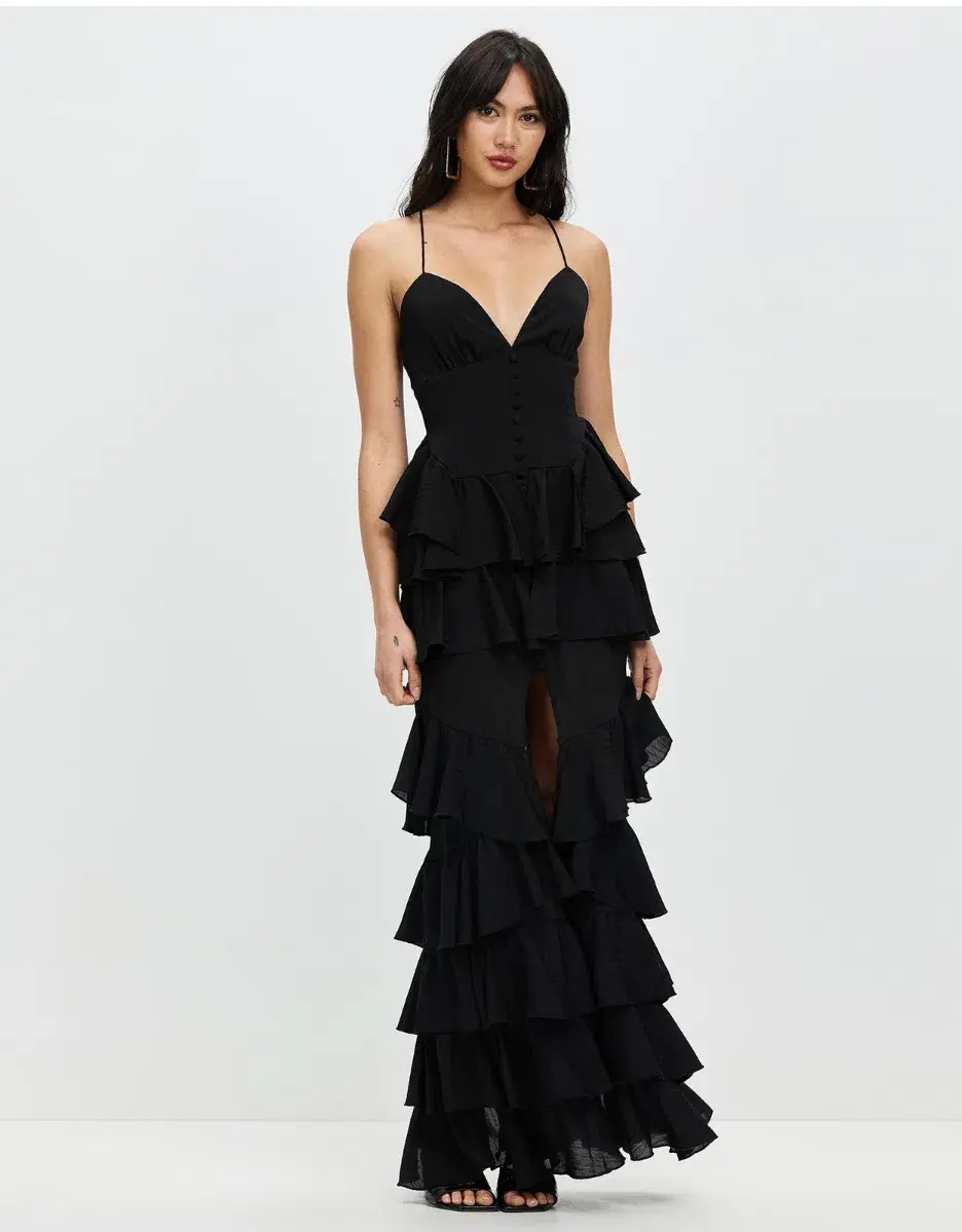 Derma Department Barcelona Maxi Dress Black Size AU 4 - Image 1