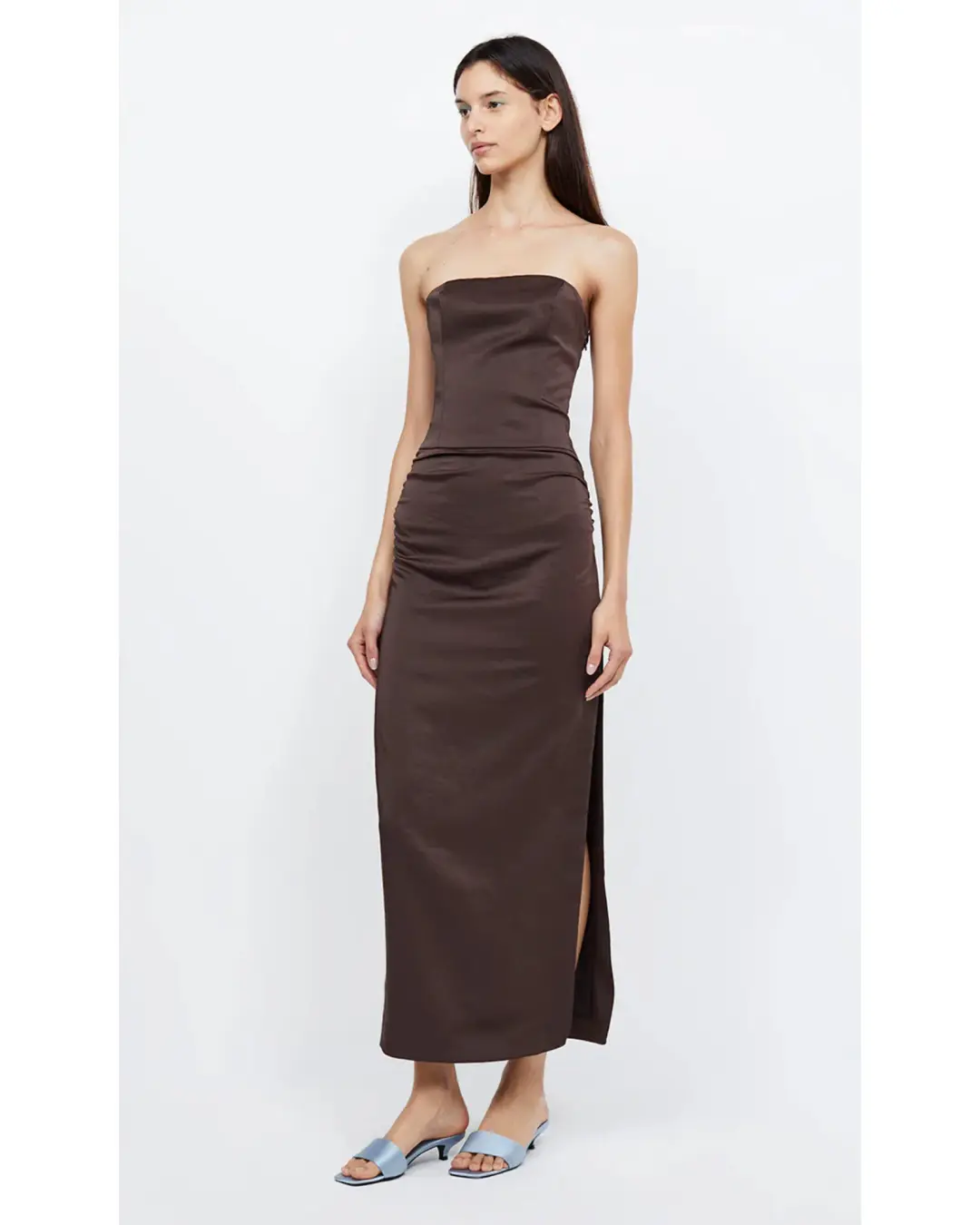 Bec & Bridge Jones Strapless Maxi Dress Cocoa Size AU 10  for rent on The Volte - main image