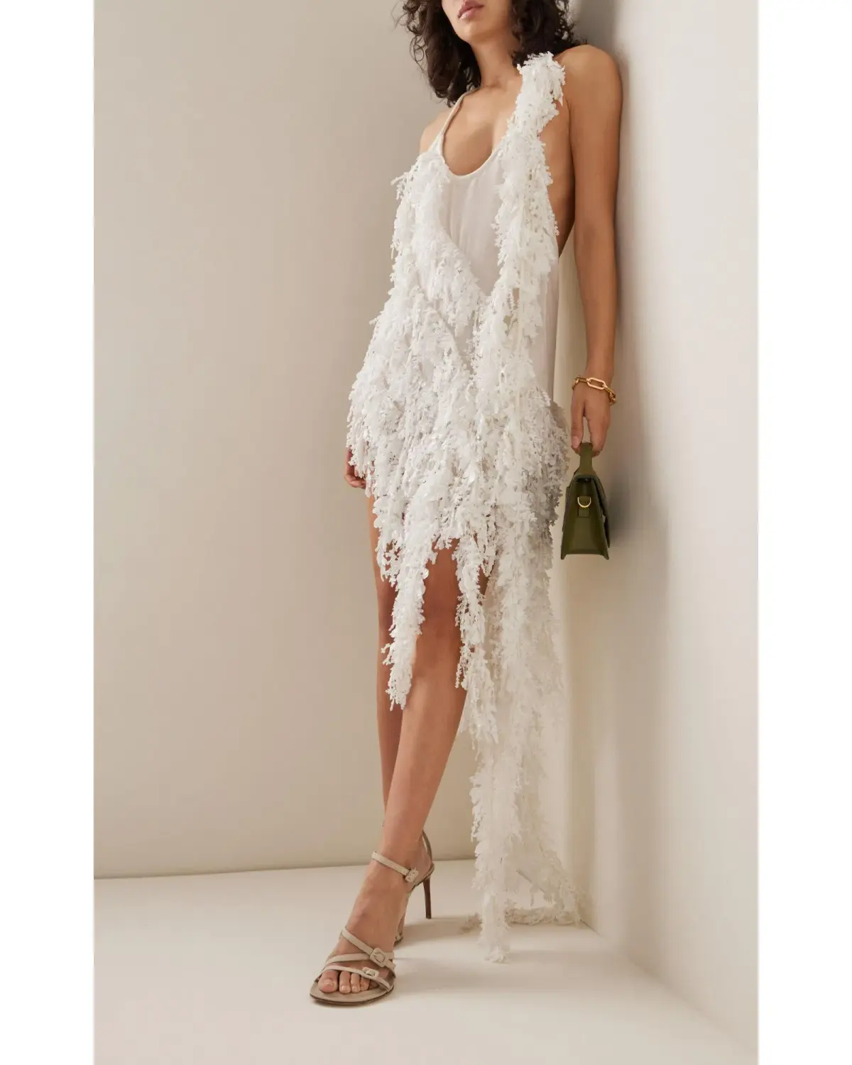 Zimmermann Tama Sequin Asymmetric Linen Silk Dress White Size 0P / AU 6 - Image 1