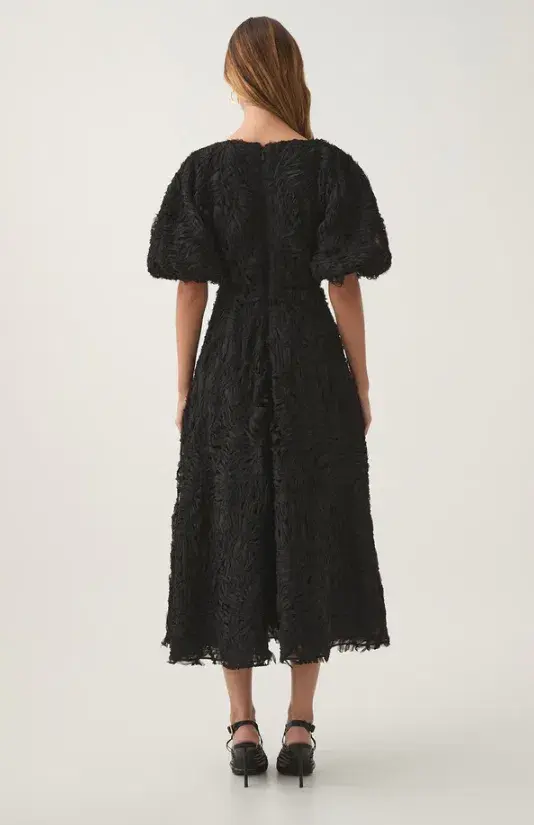 Aje Florential Textured Midi Dress Black Size 12 - Image 3