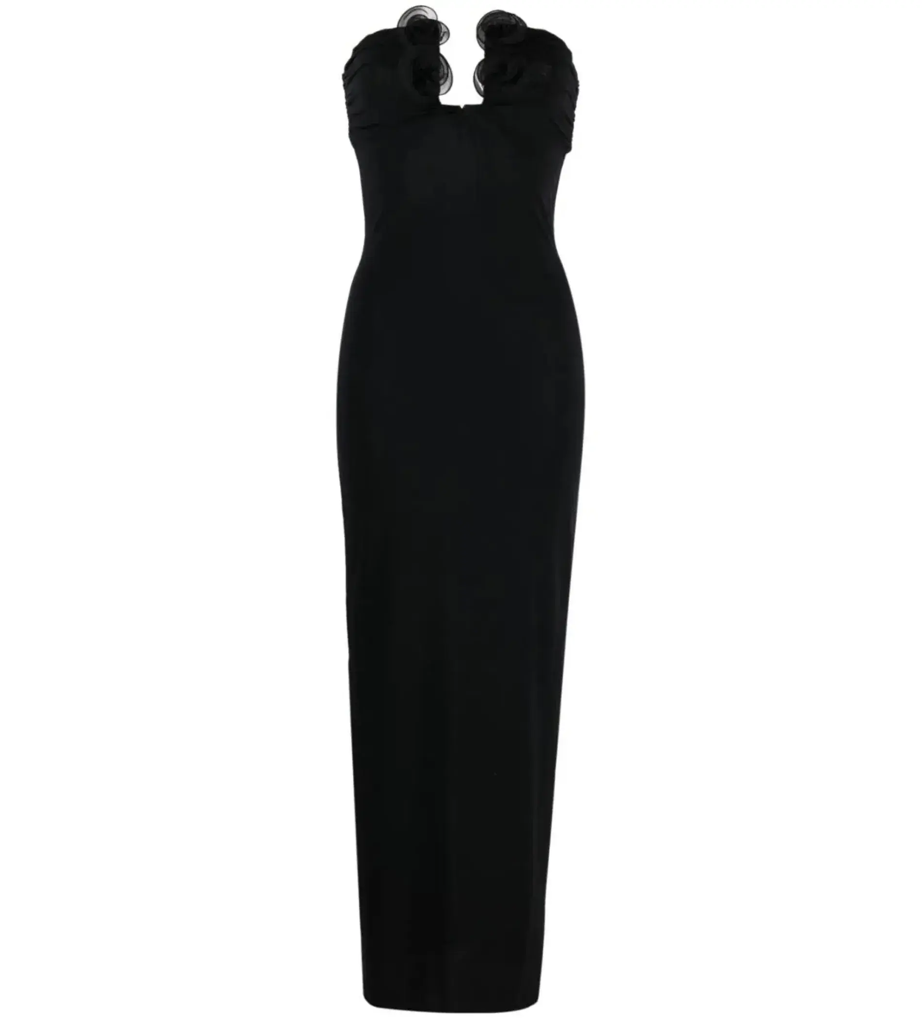 Magda Butrym Strapless Flower Appliqué Maxi Dress Black Size 6 - Image 3