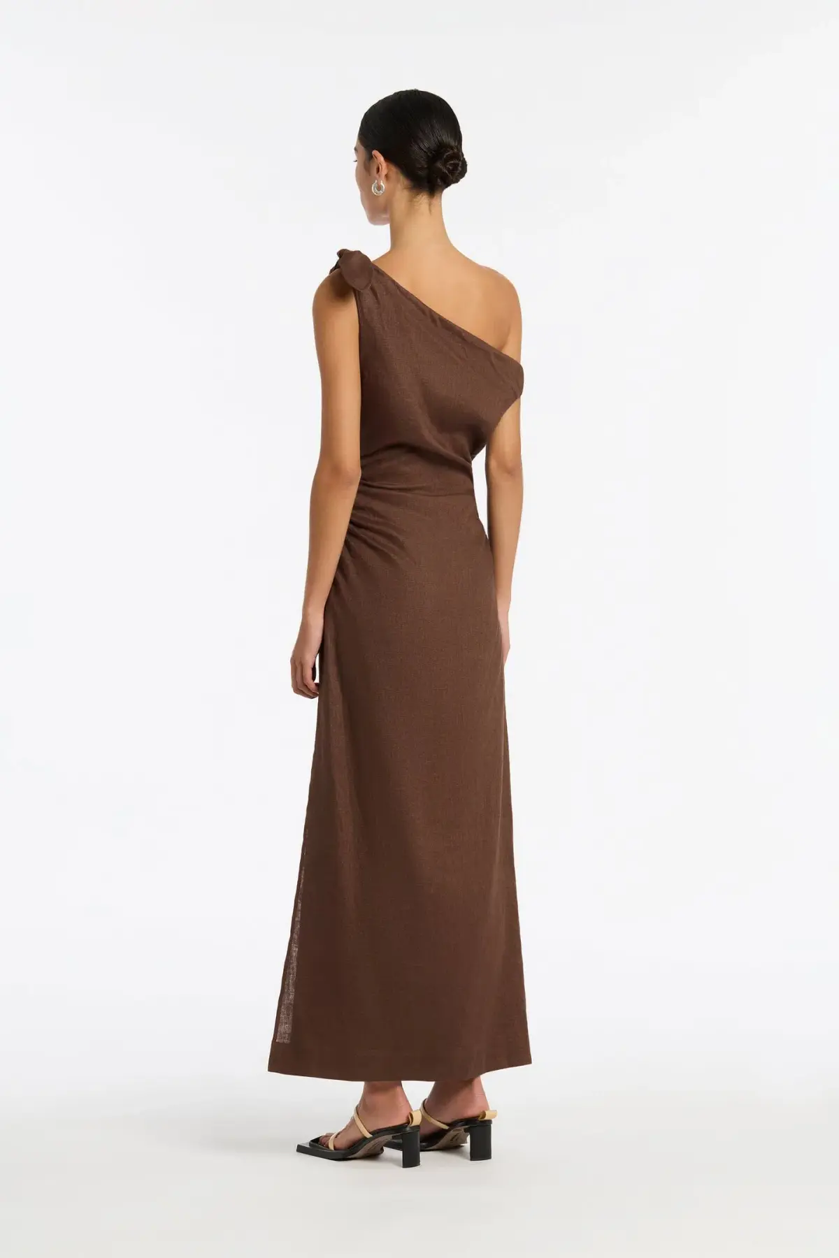 Sir The Label Bettina Off Shoulder Midi Dress Chocolate Brown Size 2 / AU 10 - Image 1