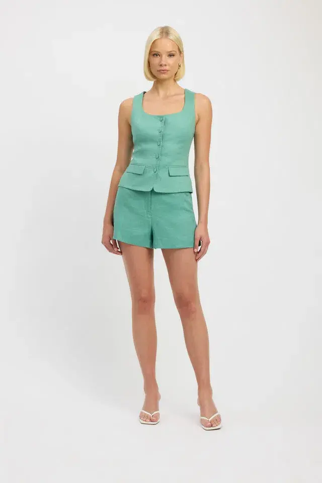 Kookai Palm Vest Top Size 10 and Short Size 8 Set in Four Leaf Clover Green - Image 5