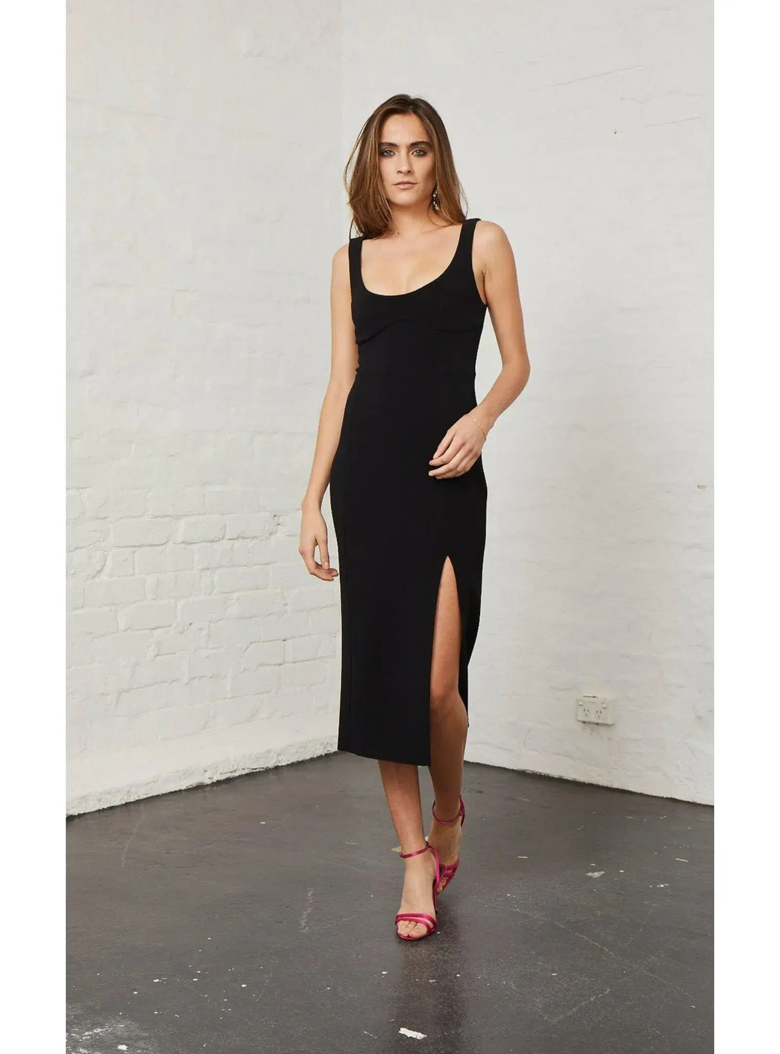 Bec & Bridge Elle Midi Dress Black Size AU 6 - Image 1