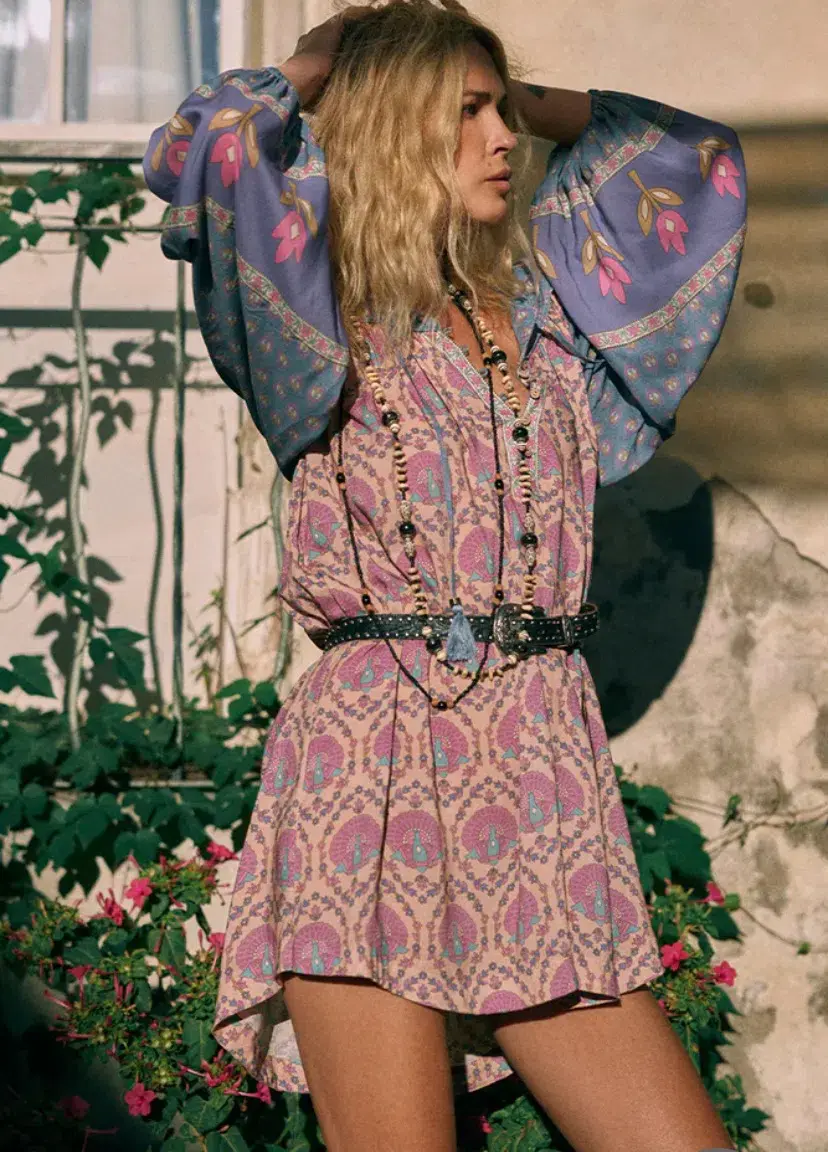 Spell Château Tunic Mini Dress Lavender Size S / AU 8 - Image 5