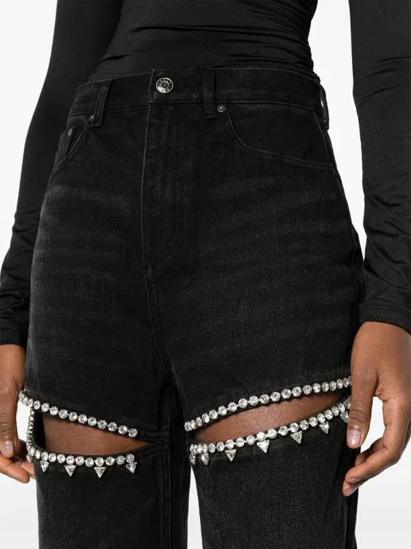 Area Crystal Slit Jeans Black Size 26 / AU 8 - Image 3