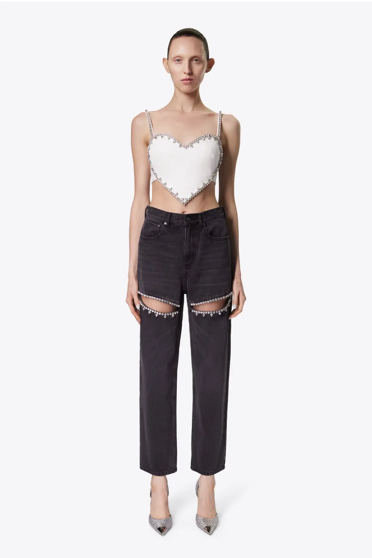 Area Crystal Slit Jeans Black Size 26 / AU 8 - Image 1