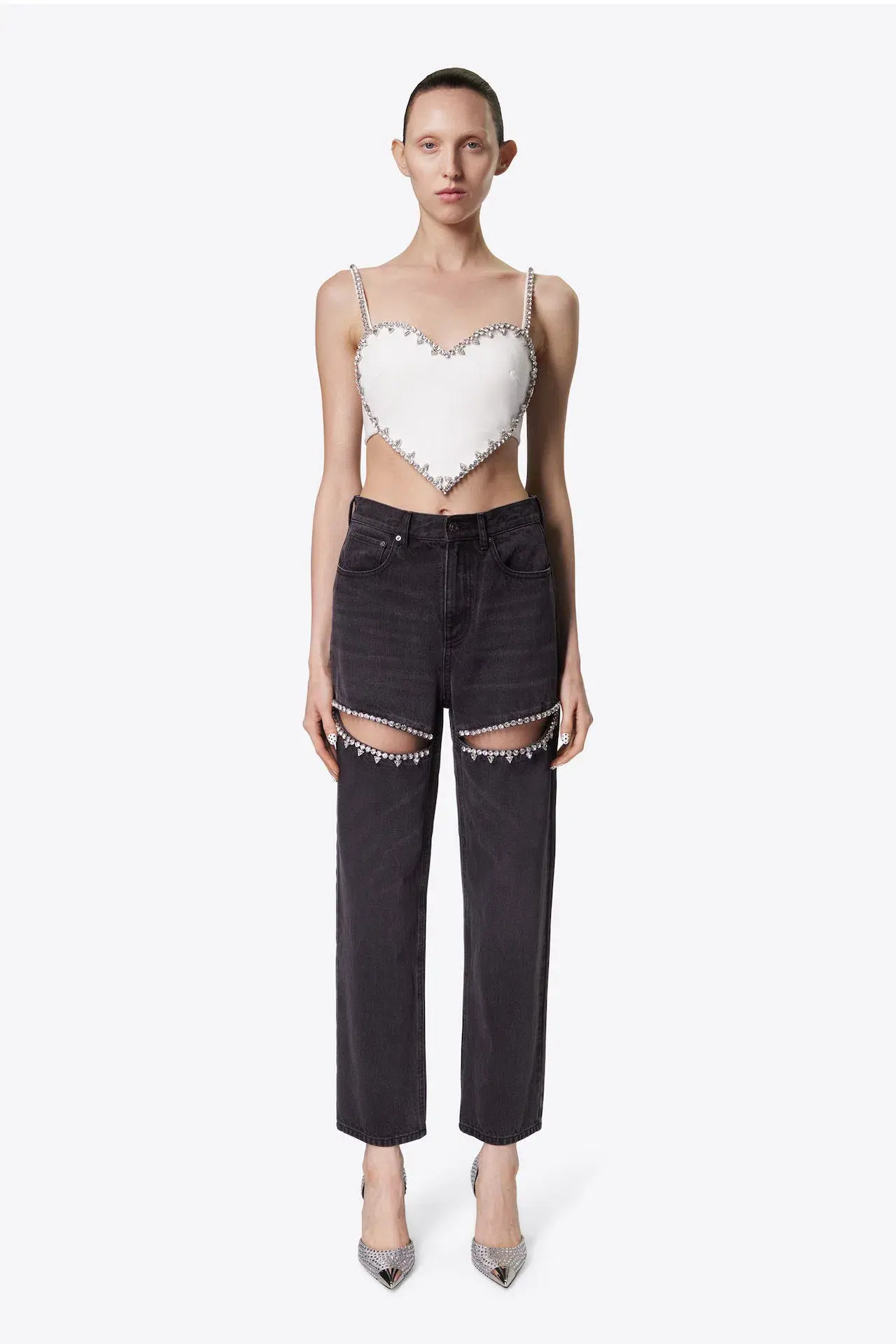 Area Crystal Slit Jeans Black Size 26 / AU 8 - Image 1